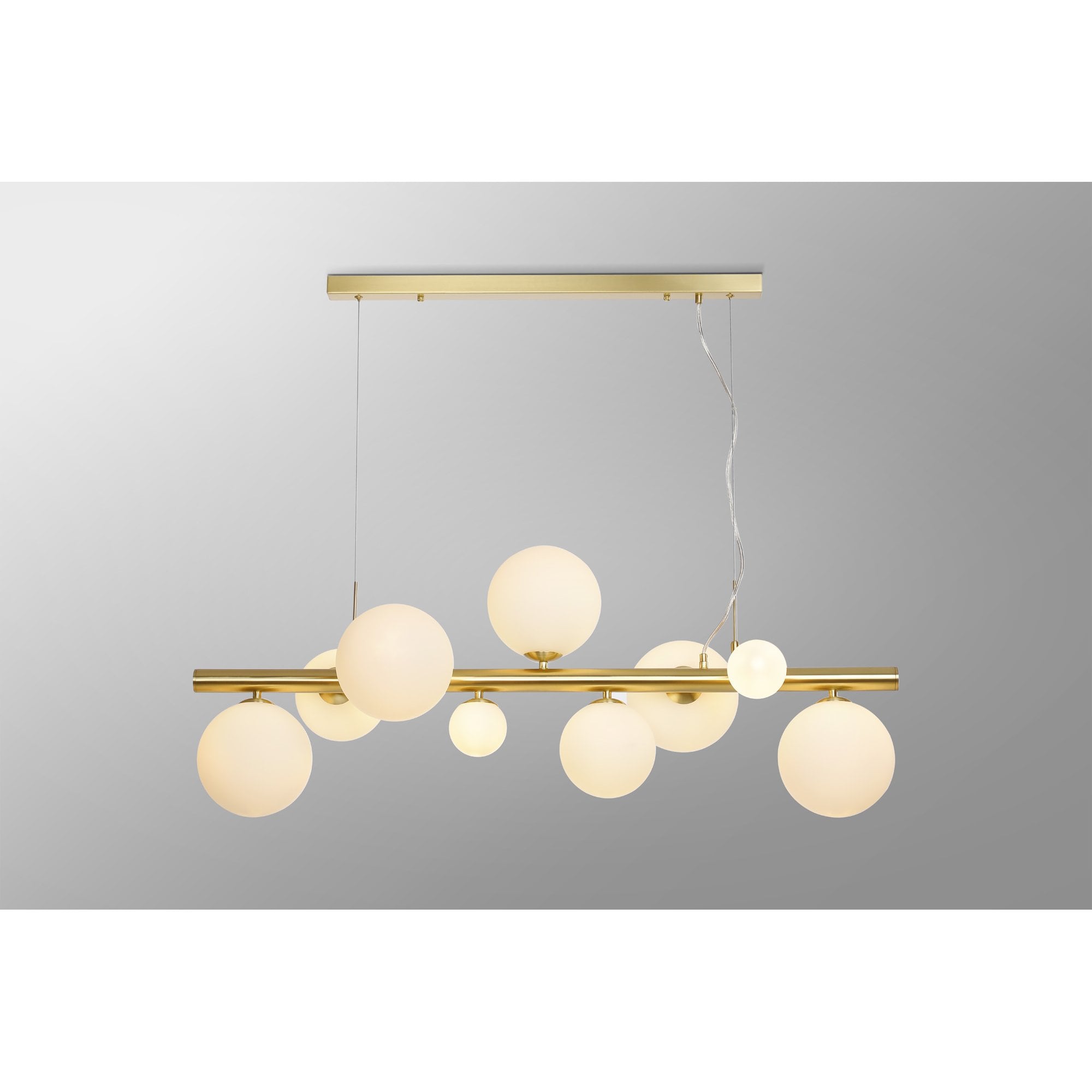 Fabula Deacon 9 Light Linear Pendant - Satin Gold & Opal Glass