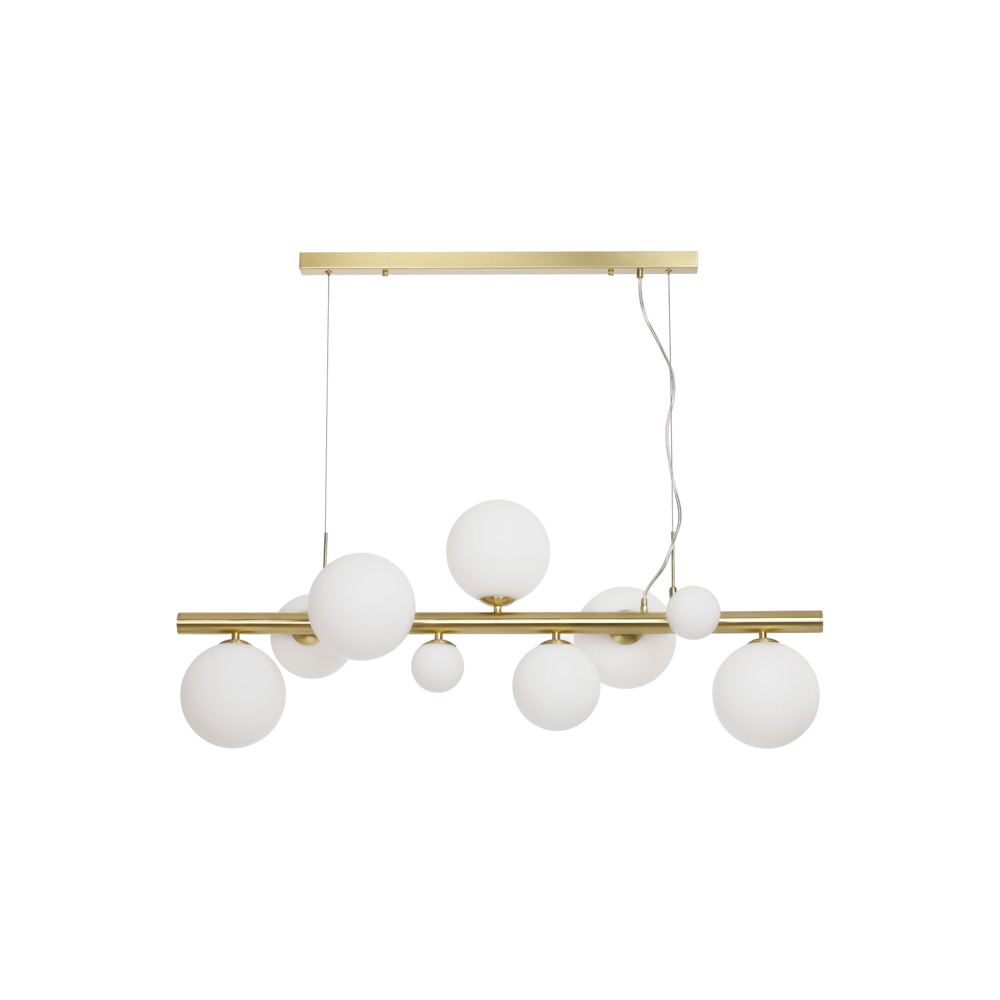 Fabula Deacon 9 Light Linear Pendant - Satin Gold & Opal Glass