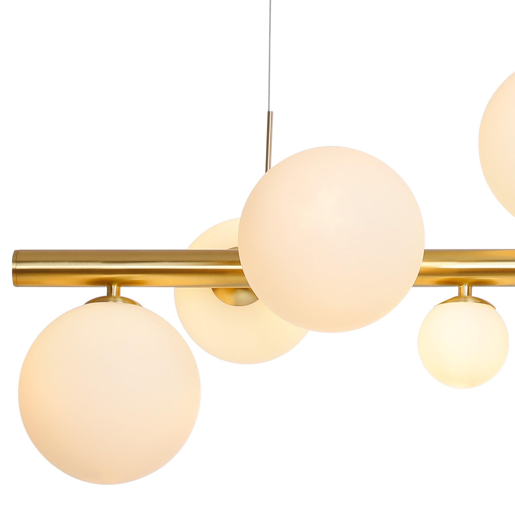 Fabula Deacon 9 Light Linear Pendant - Satin Gold & Opal Glass