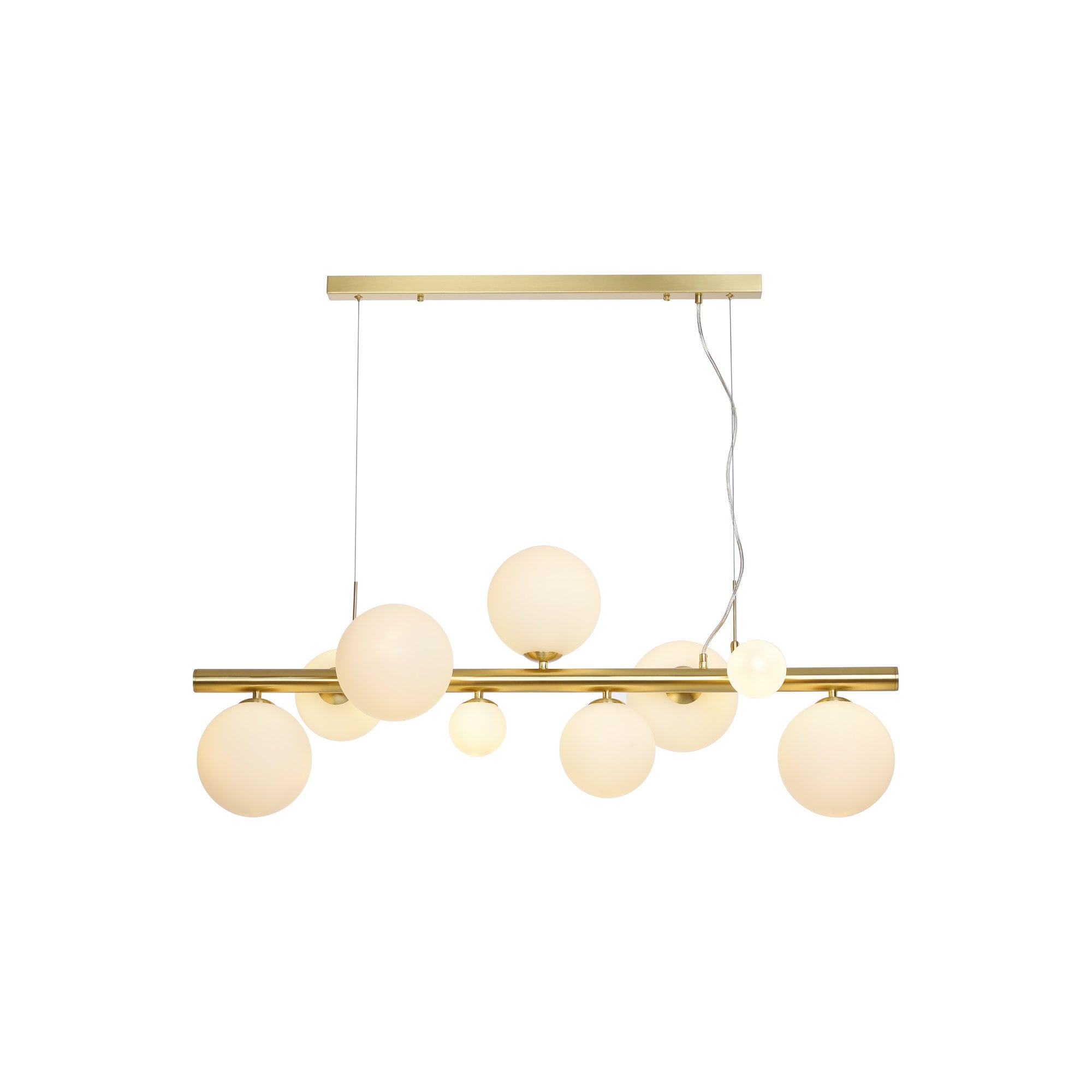 Fabula Deacon 9 Light Linear Pendant - Satin Gold & Opal Glass