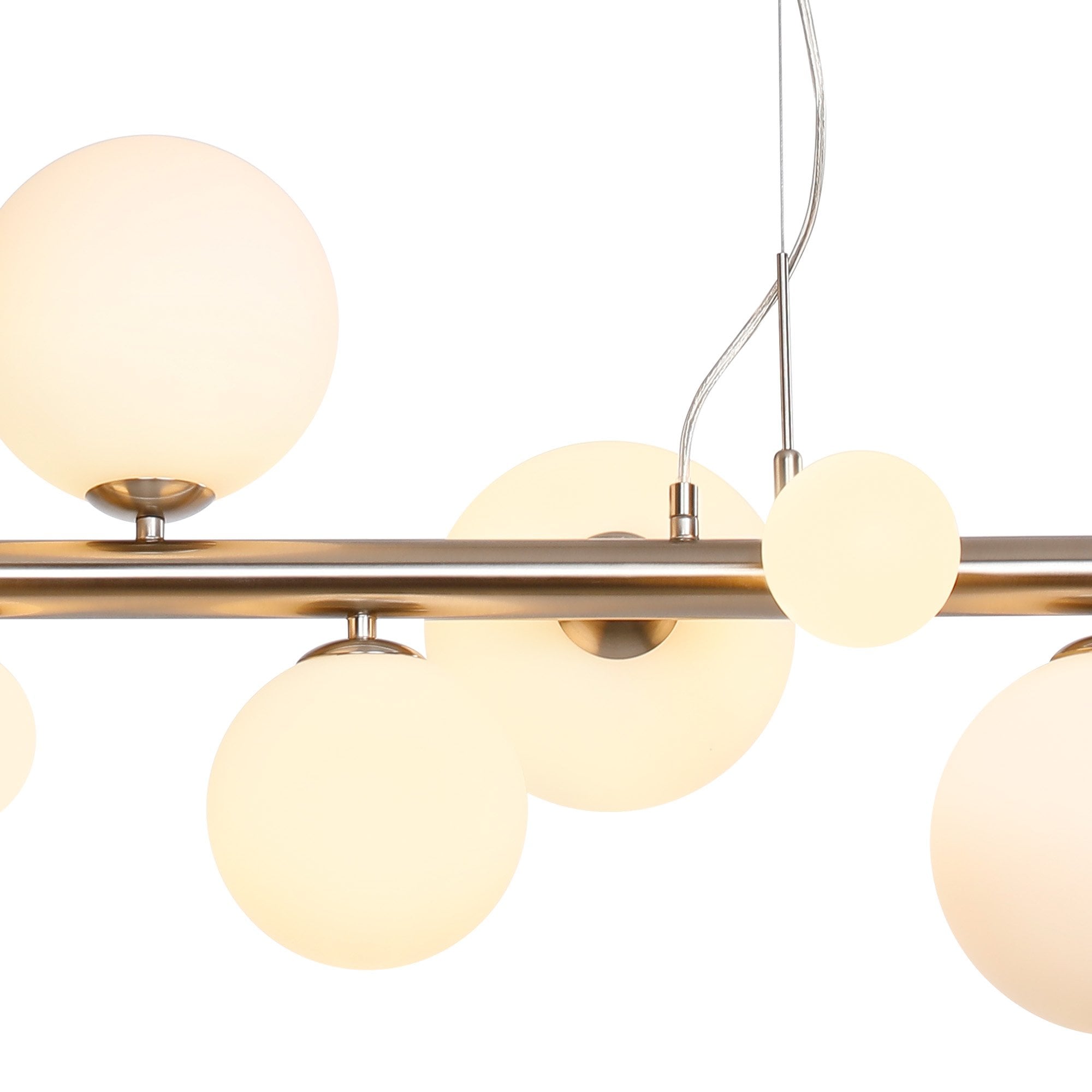 Fabula Deacon 9 Light Linear Pendant - Satin Nickel & Opal Glass