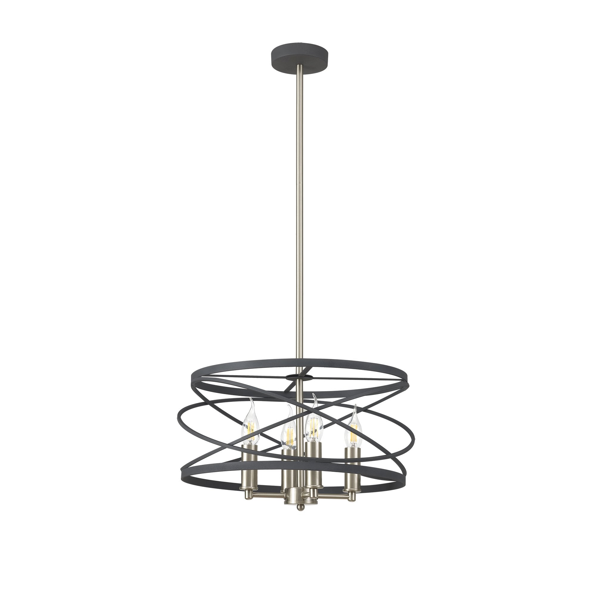 Fabula Debden 4 Light Semi-Flush/Pendant - Graphite & Satin Nickel