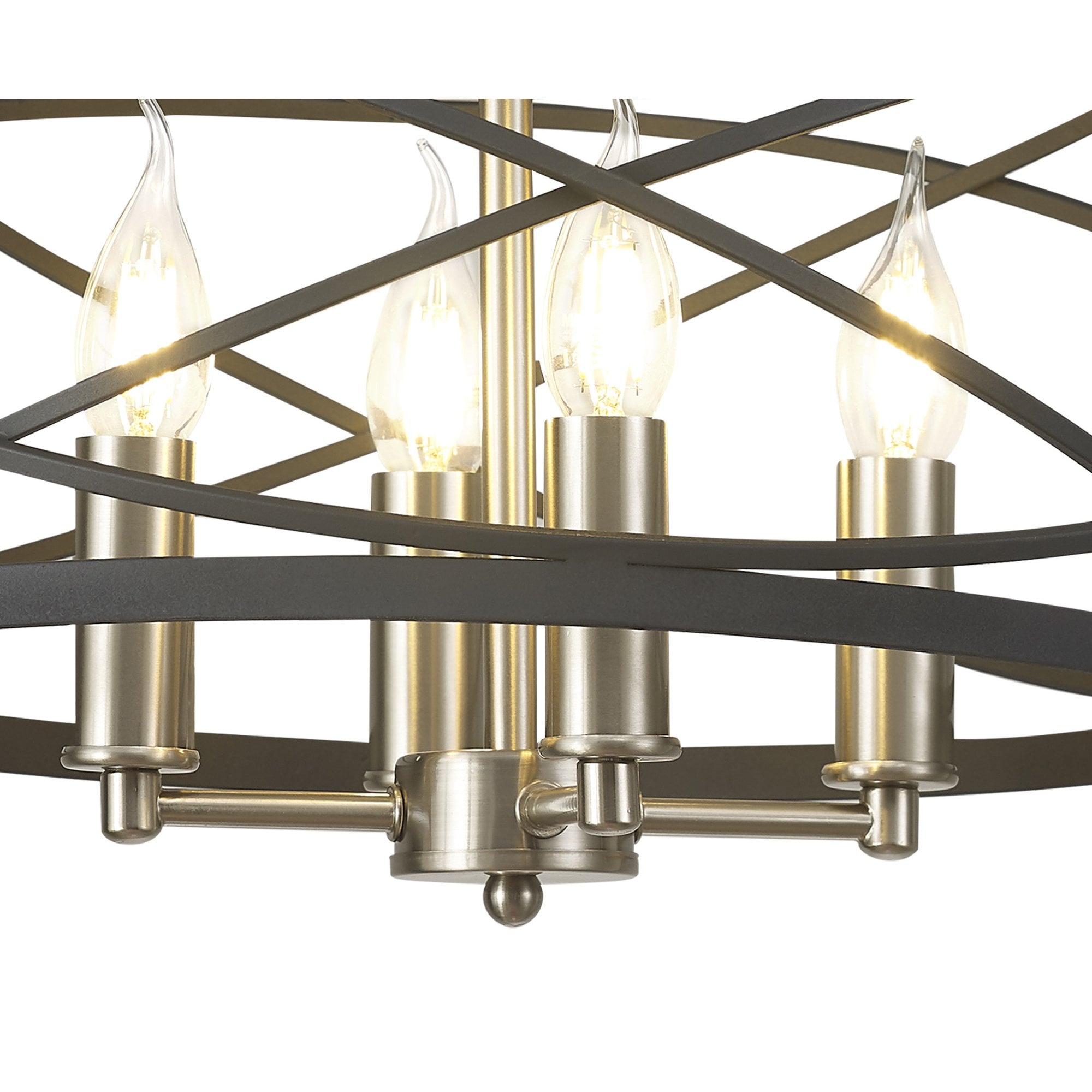 Fabula Debden 4 Light Semi-Flush/Pendant - Graphite & Satin Nickel