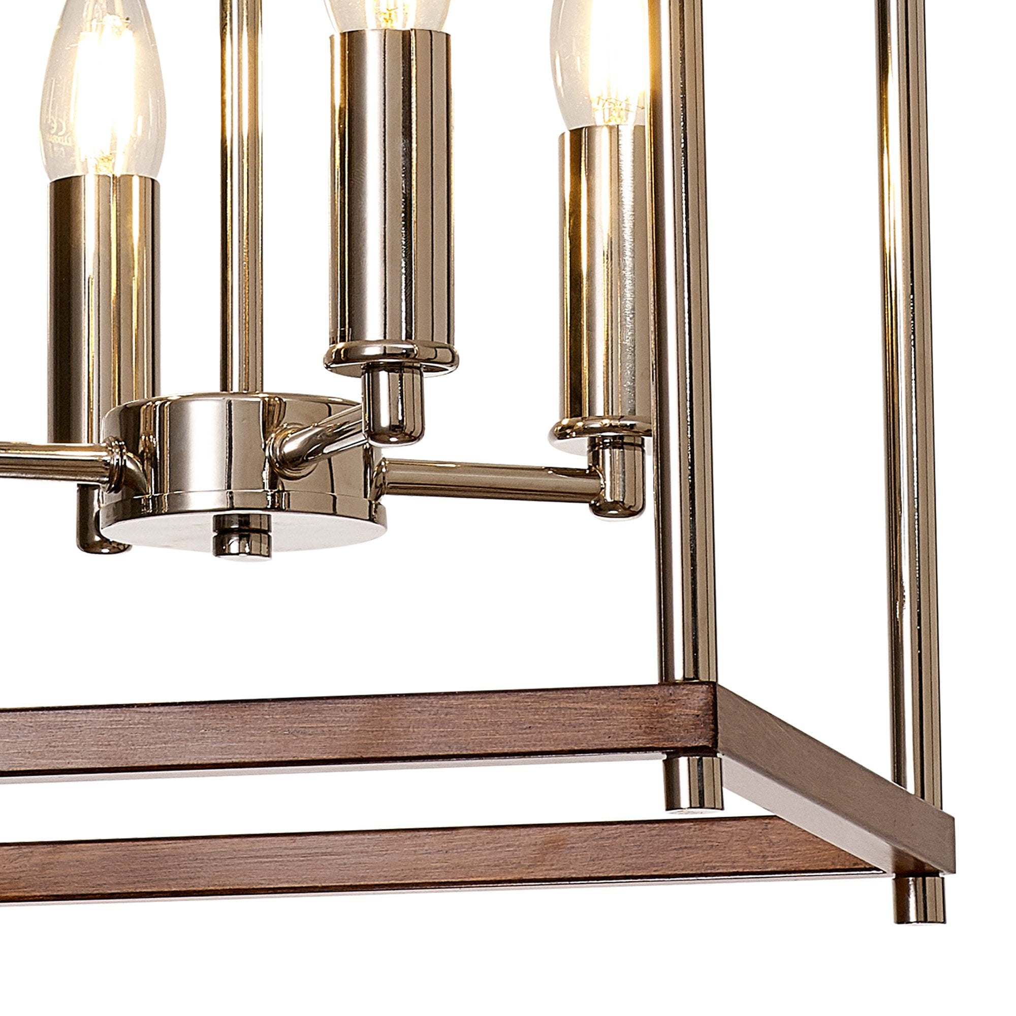 Fabula Douglas 4 Light Pendant - Walnut & Polished Nickel