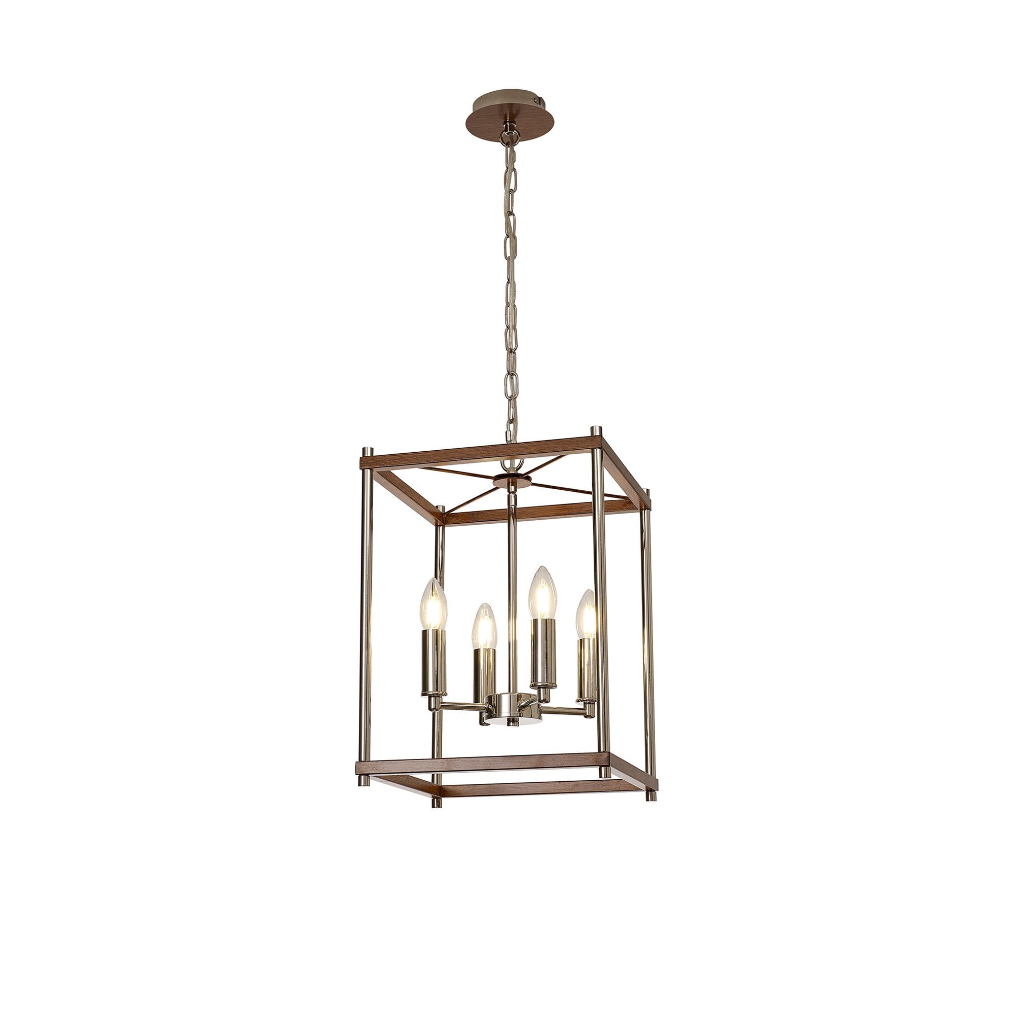 Fabula Douglas 4 Light Pendant - Walnut & Polished Nickel