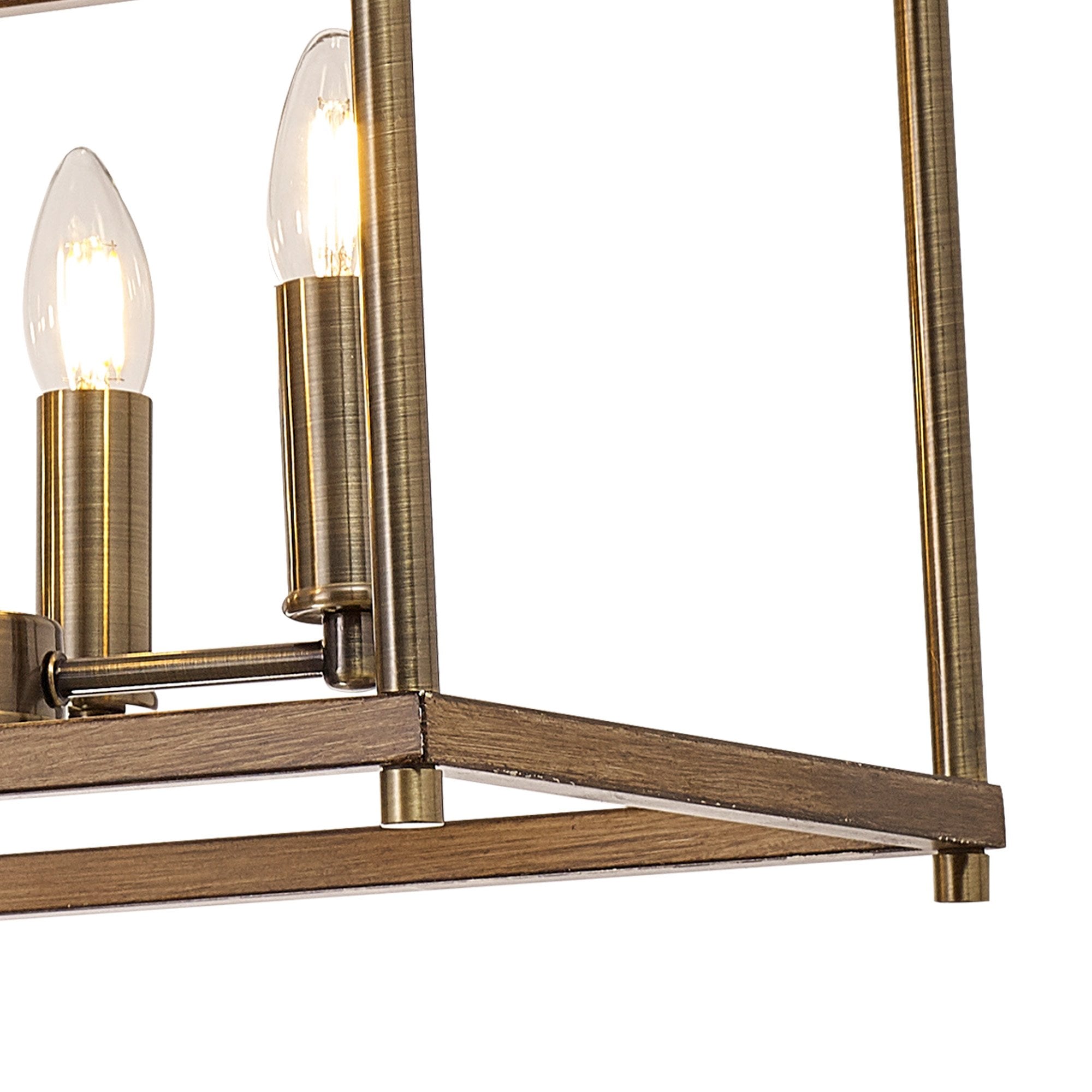 Fabula Douglas 8 Light Linear Pendant - Medium Oak & Antique Brass