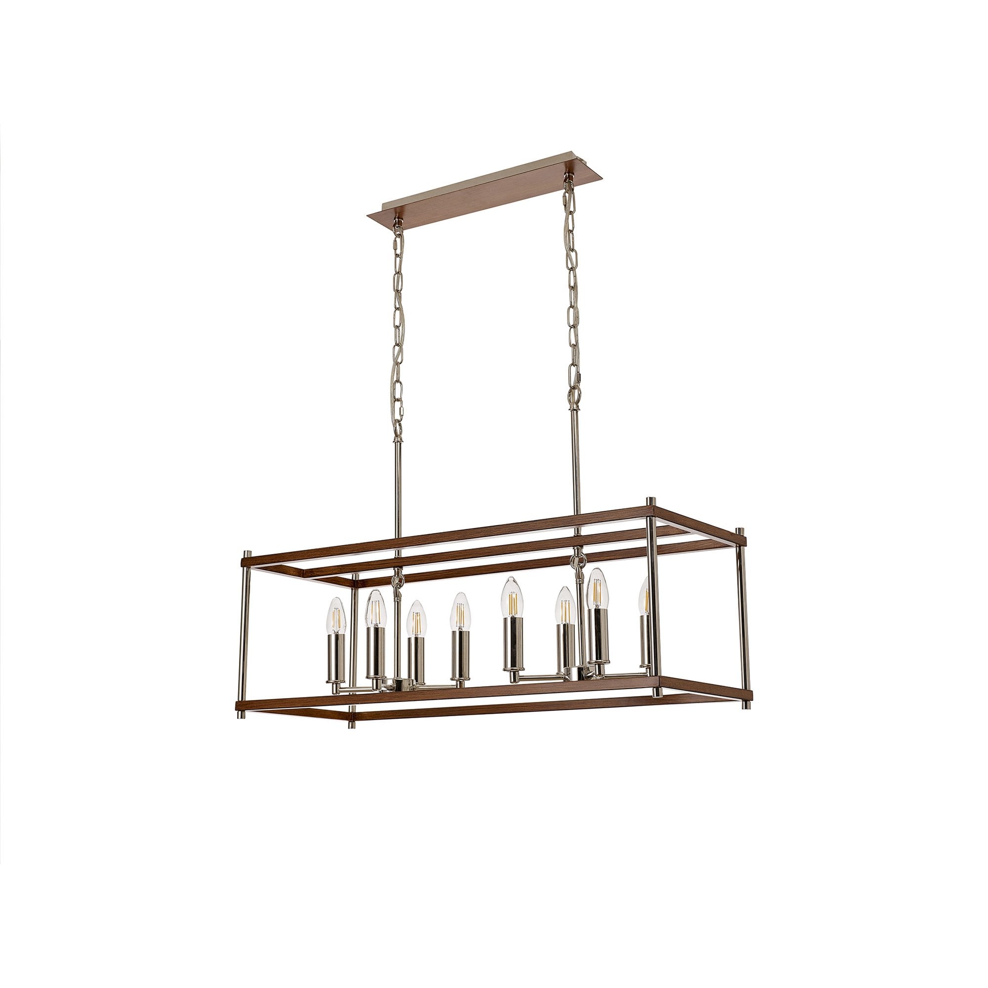 Fabula Douglas 8 Light Linear Pendant - Walnut & Polished Nickel
