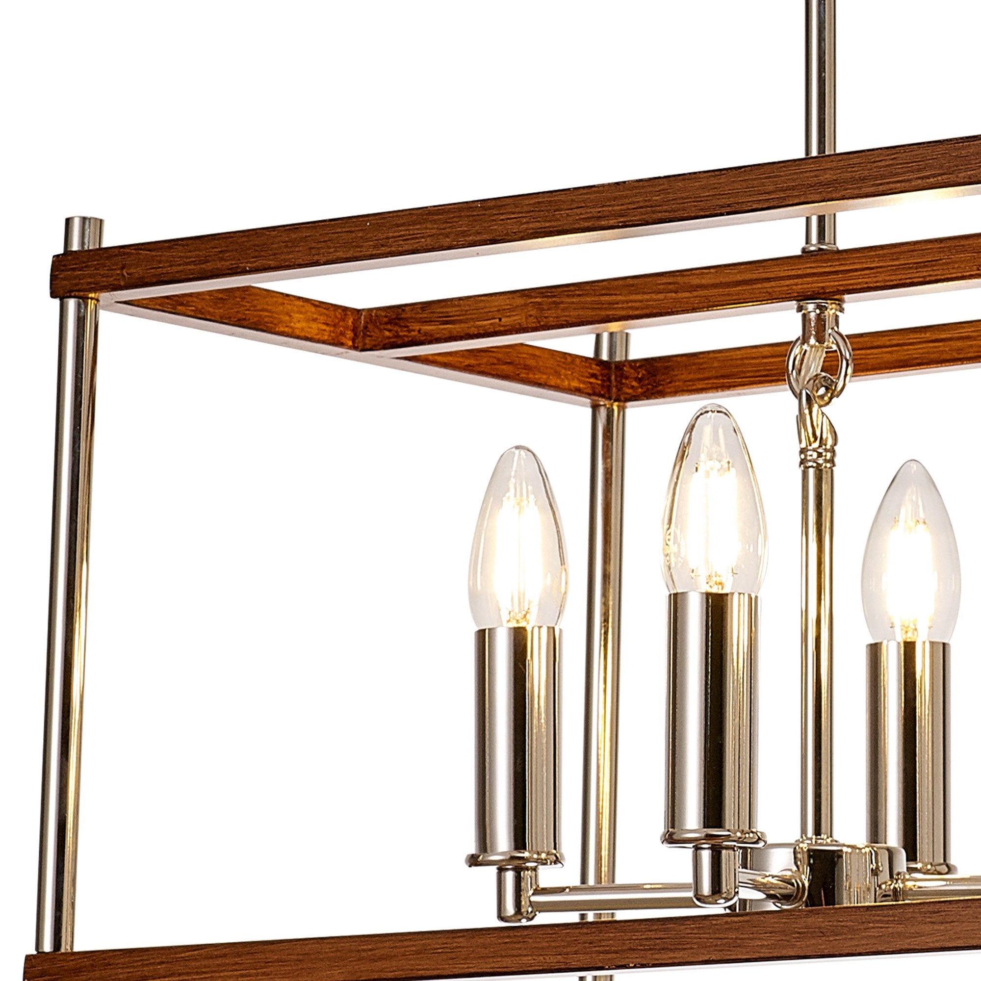 Fabula Douglas 8 Light Linear Pendant - Walnut & Polished Nickel