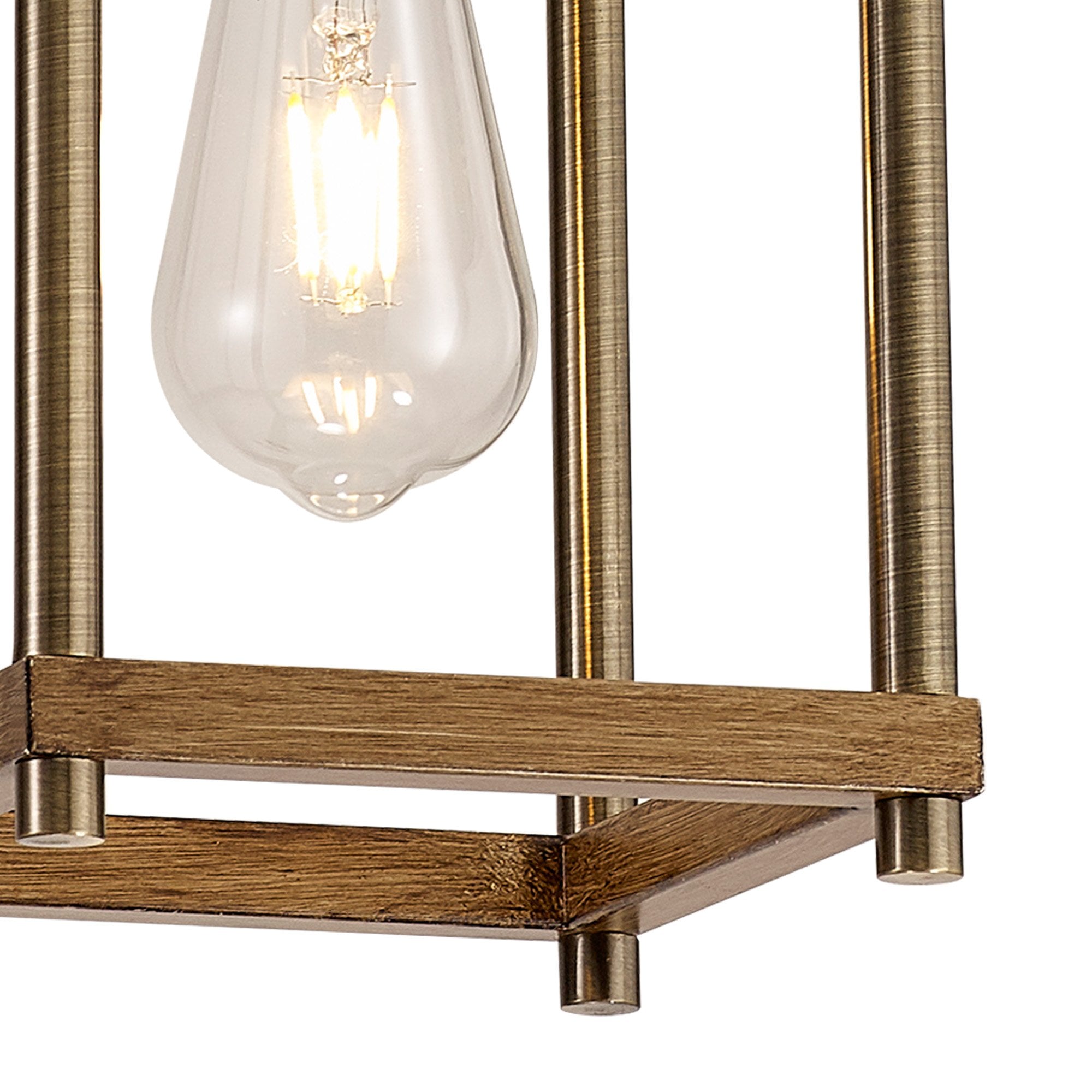 Fabula Douglas Single Pendant - Medium Oak & Antique Brass