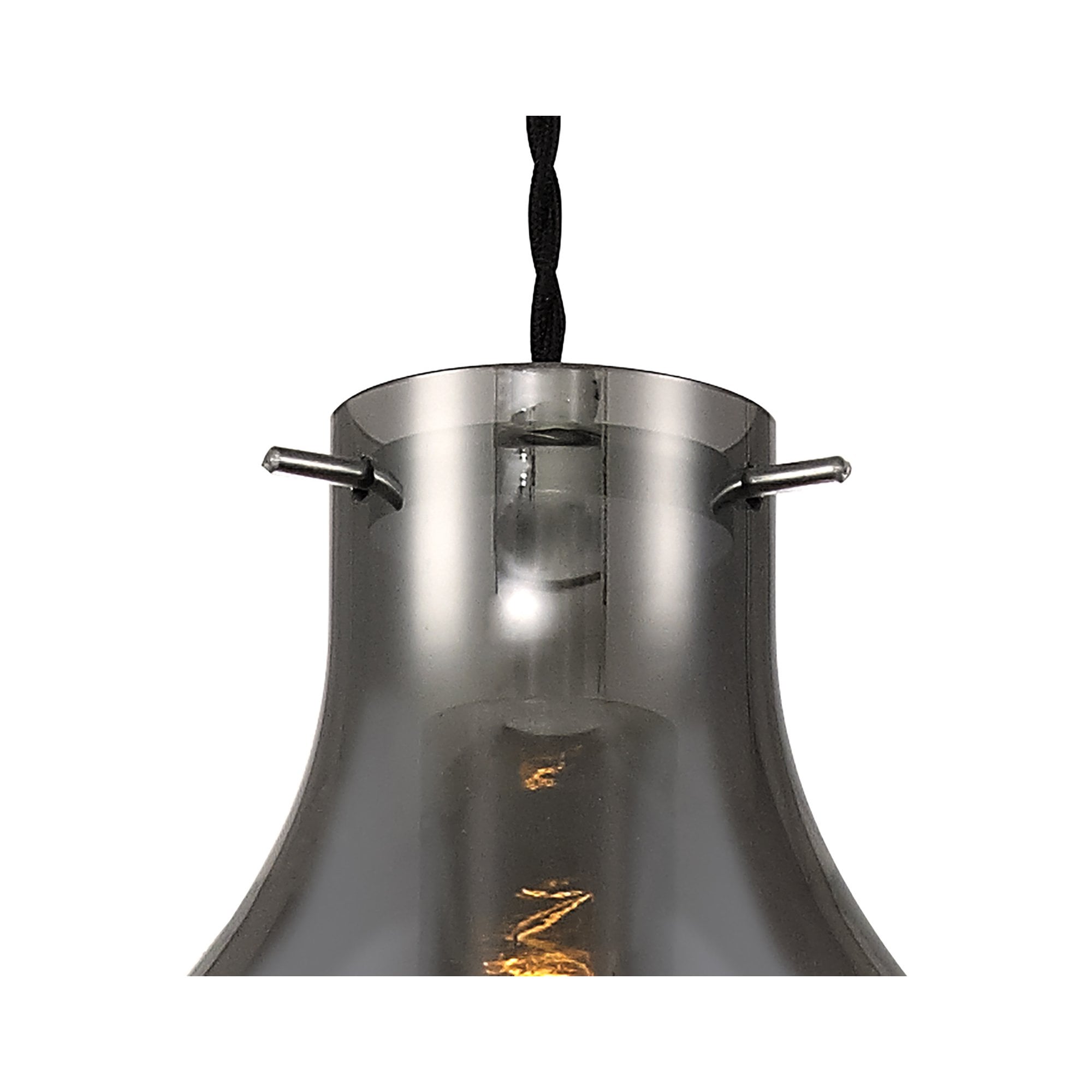 Fabula Elgar 17cm Round Pendant - Chrome & Smoked Glass