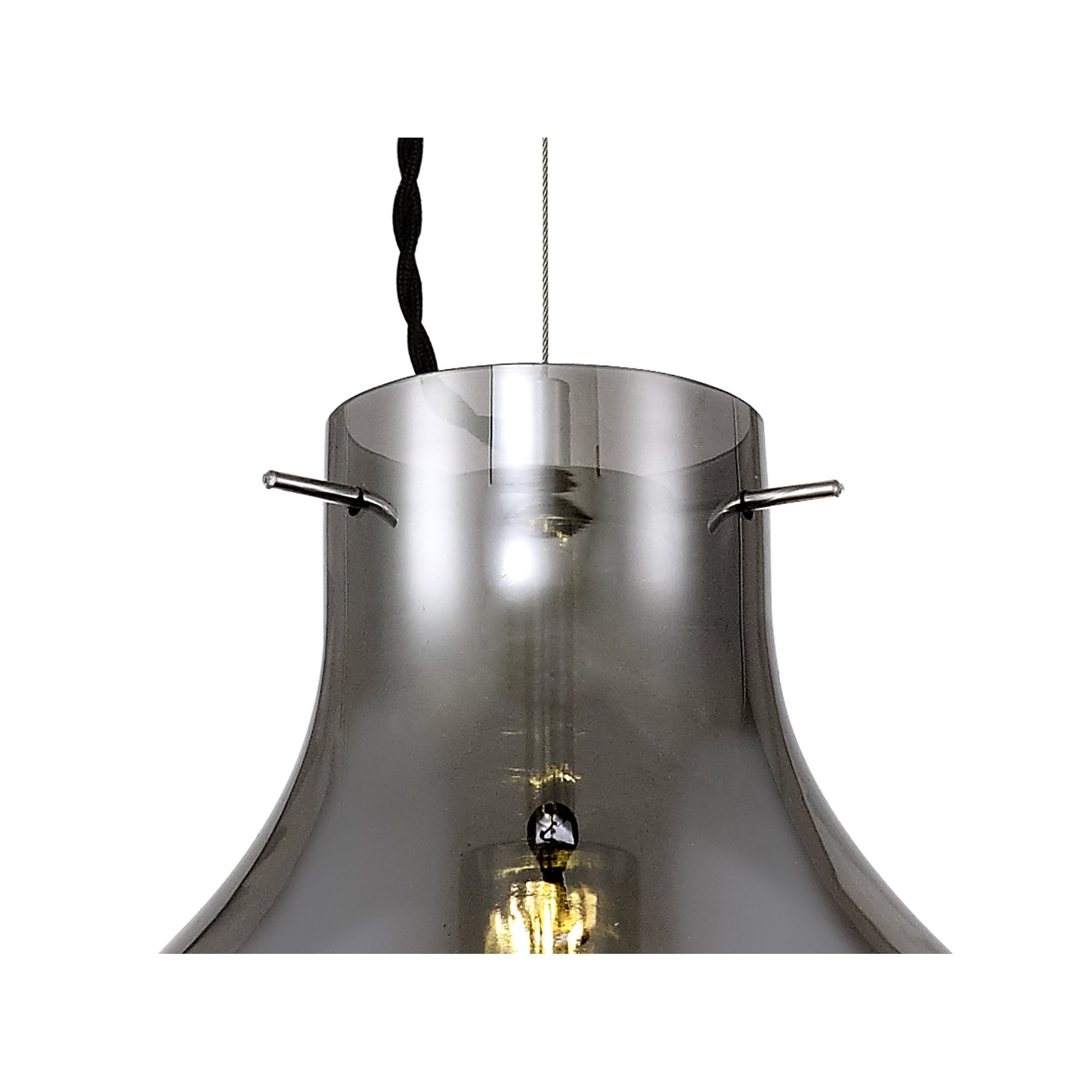 Fabula Elgar 28cm Round Pendant - Chrome & Smoked Glass