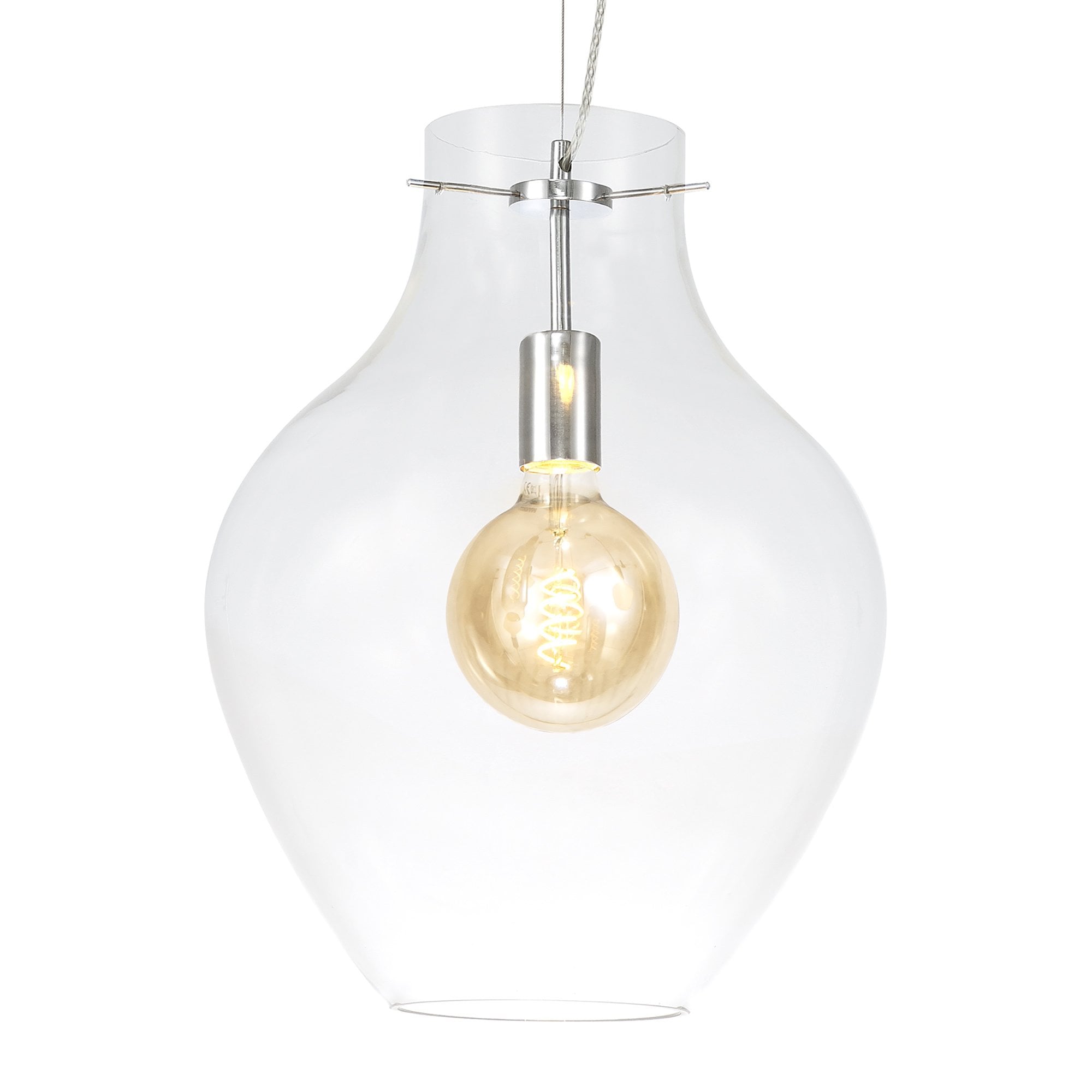 Fabula Elgar 38cm Round Pendant - Chrome & Clear Glass