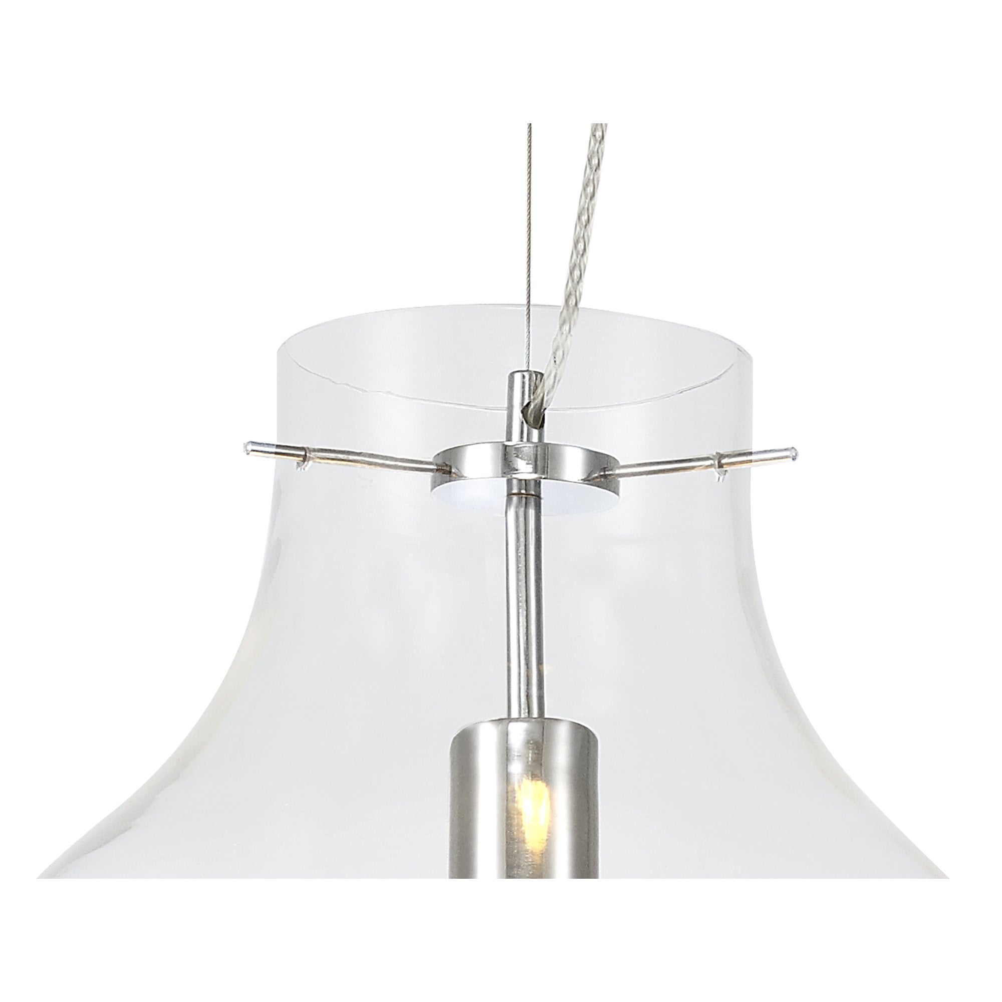 Fabula Elgar 38cm Round Pendant - Chrome & Clear Glass