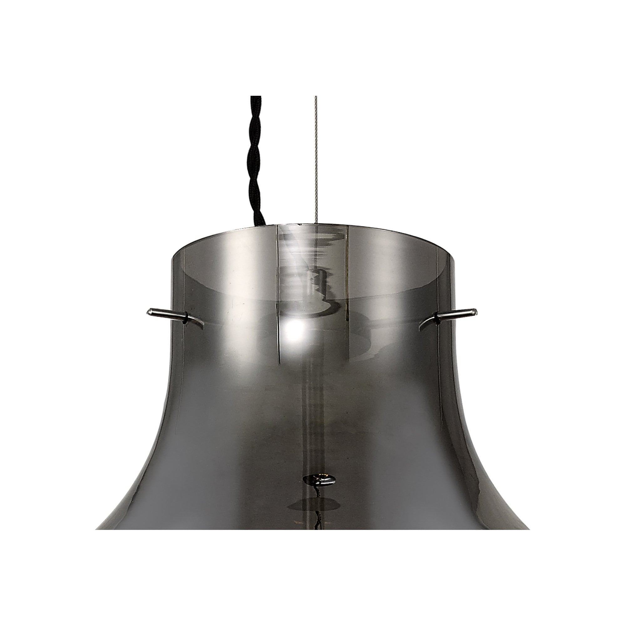 Fabula Elgar 38cm Round Pendant - Chrome & Smoked Glass