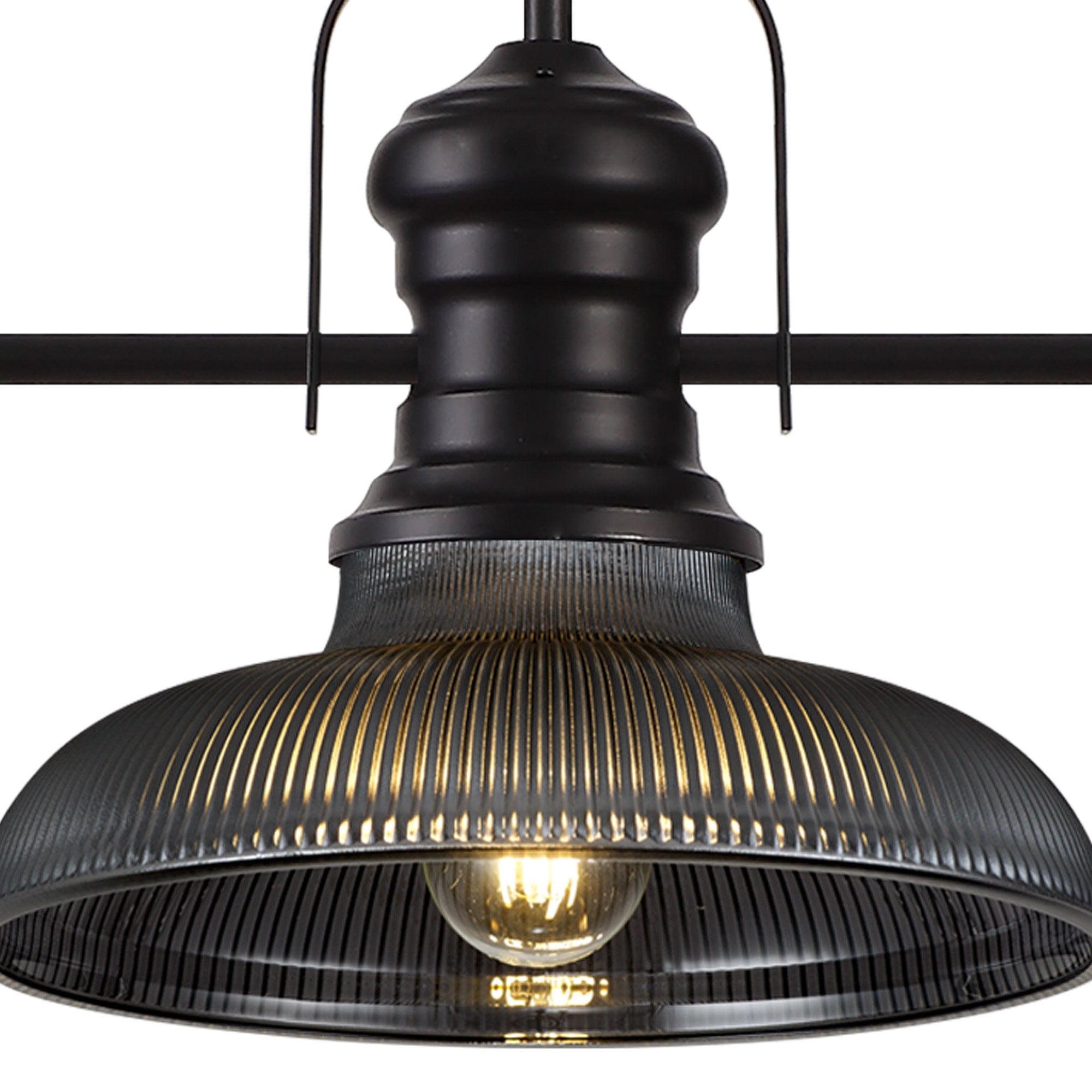 Fabula Epping 3 Light Linear Pendant - 30cm Round Glass Shades - Matt Black, Smoked Glass