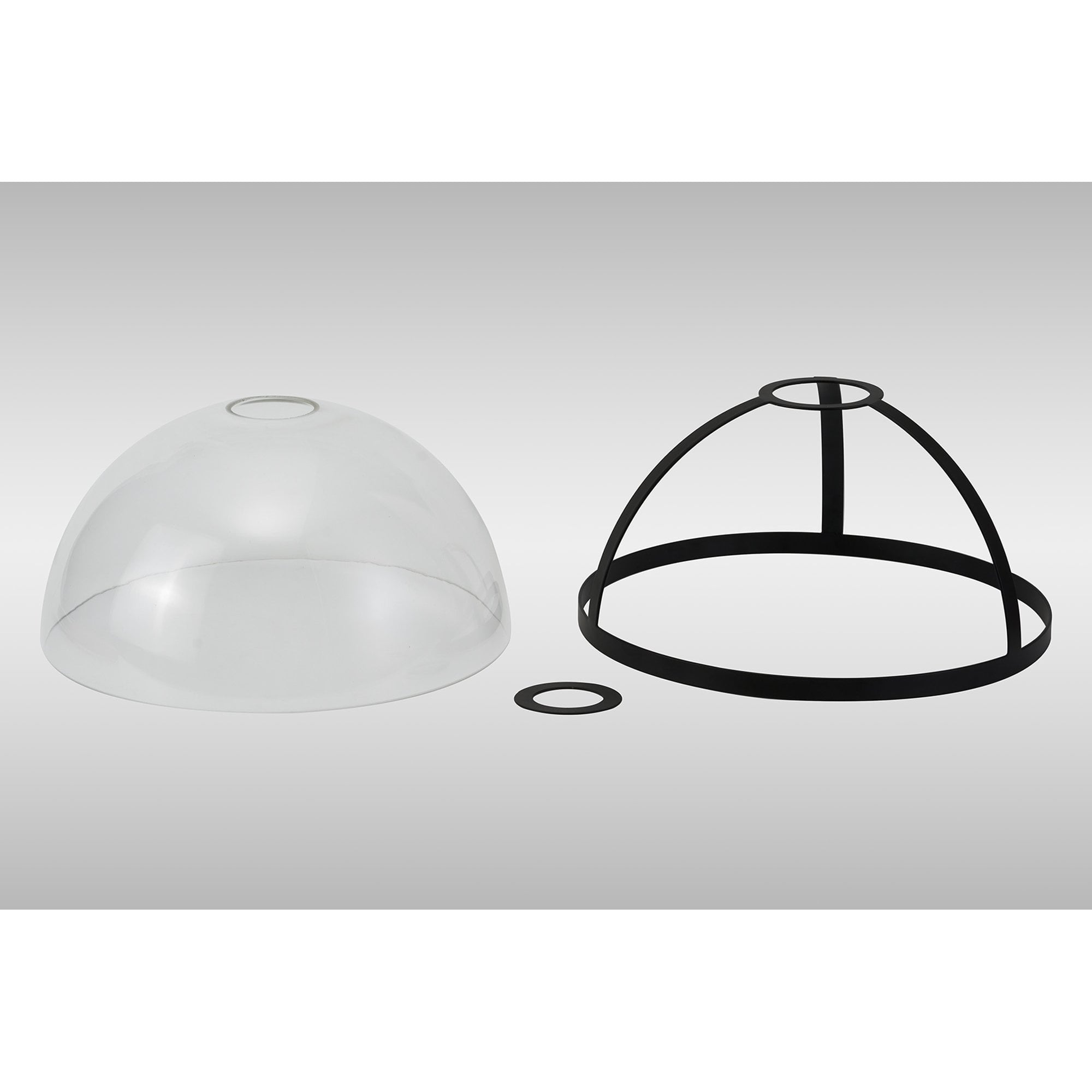 Fabula Epping 30cm Round Shade - Matt Black & Clear Glass - Shade Only