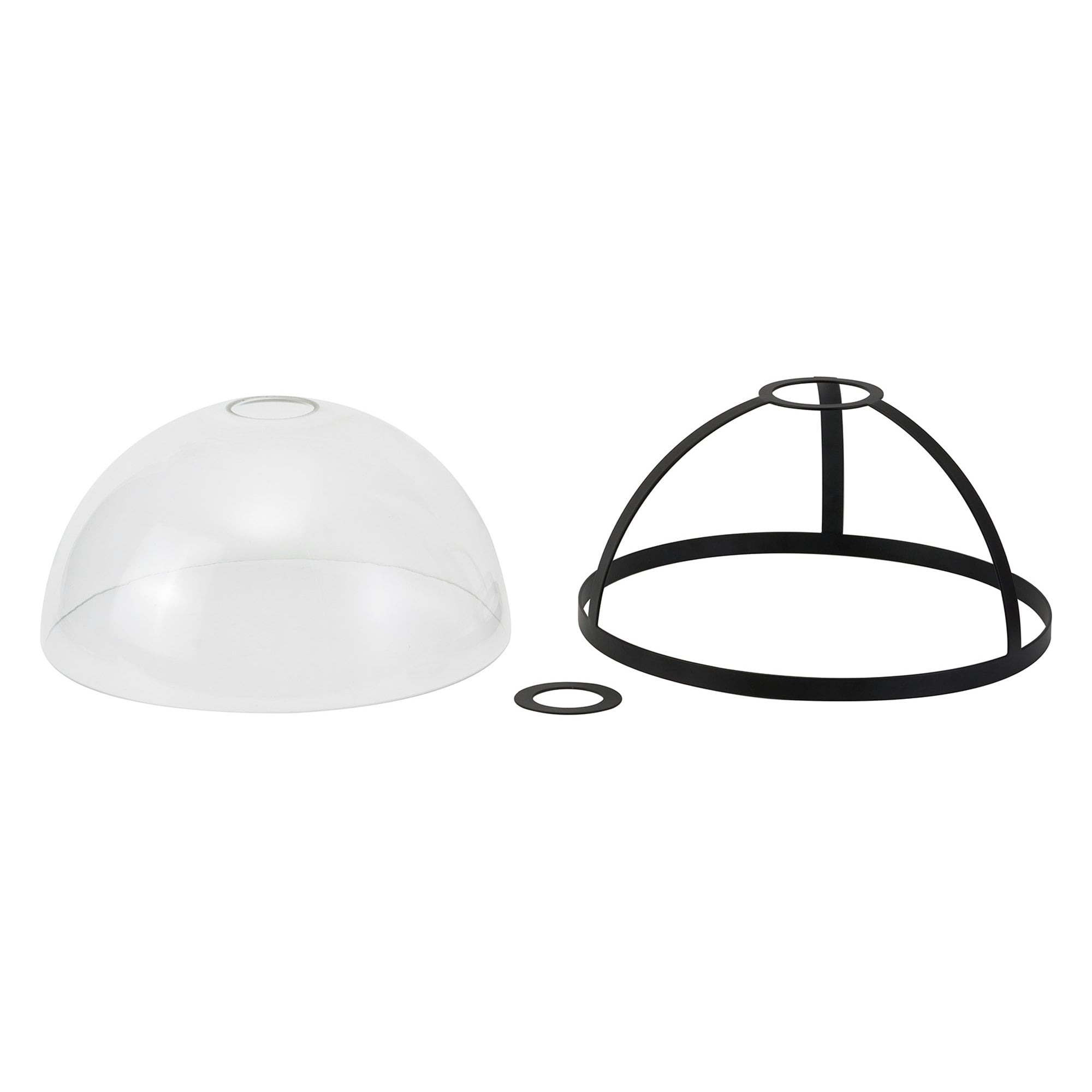 Fabula Epping 30cm Round Shade - Matt Black & Clear Glass - Shade Only
