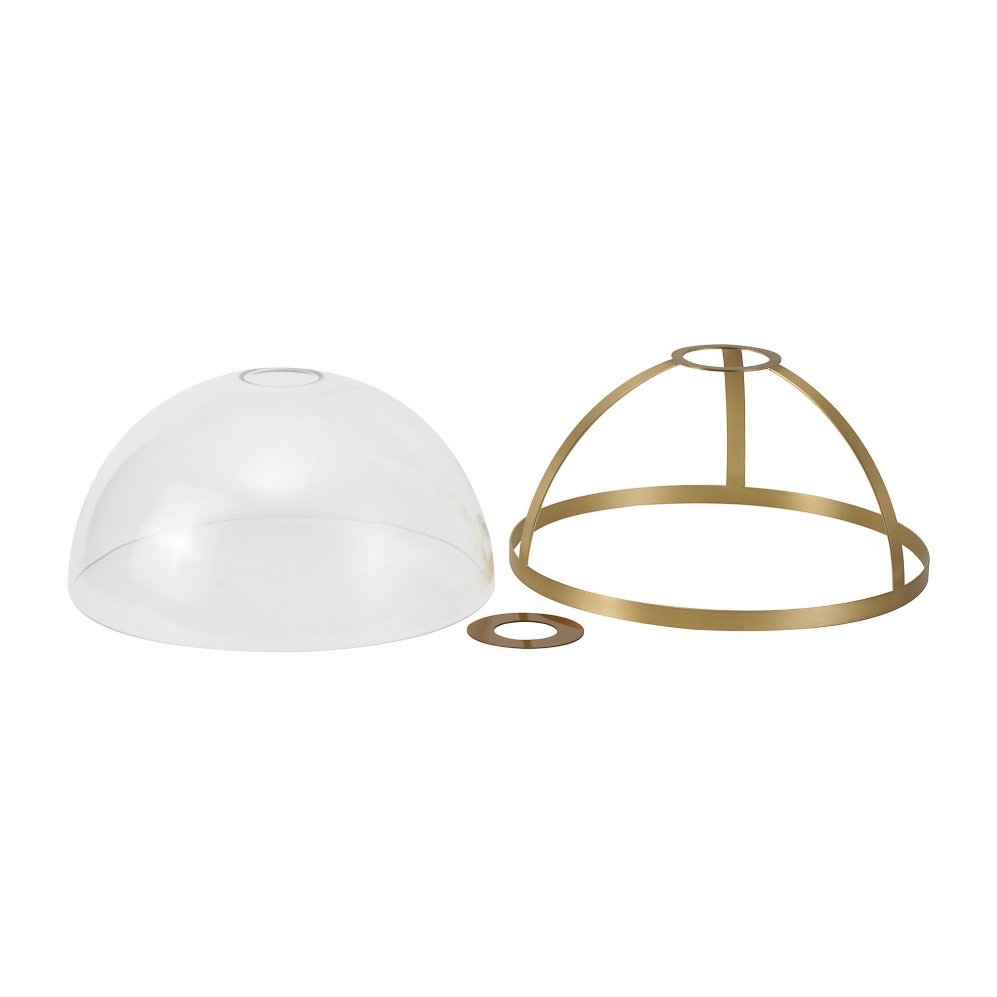 Fabula Epping 30cm Round Shade - Satin Gold & Clear Glass - Shade Only
