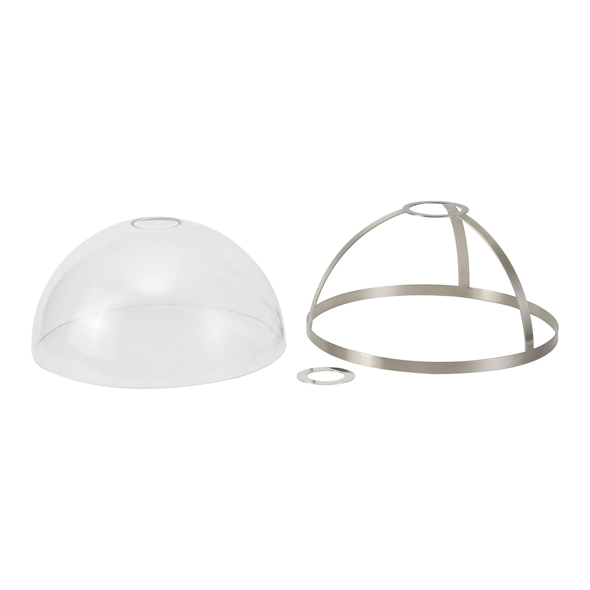 Fabula Epping 30cm Round Shade - Satin Nickel & Clear Glass - Shade Only