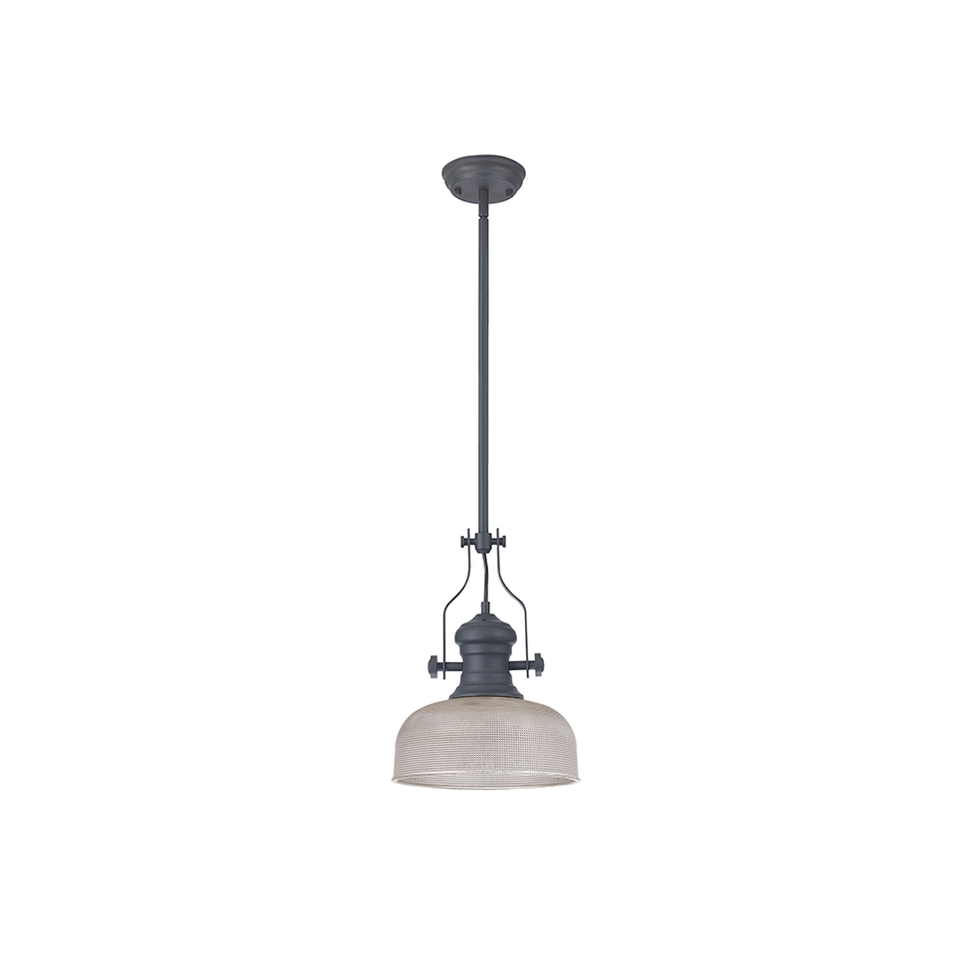 Fabula Epping Single Pendant - 26.5cm Prismatic Glass Shade - Graphite & Clear Glass