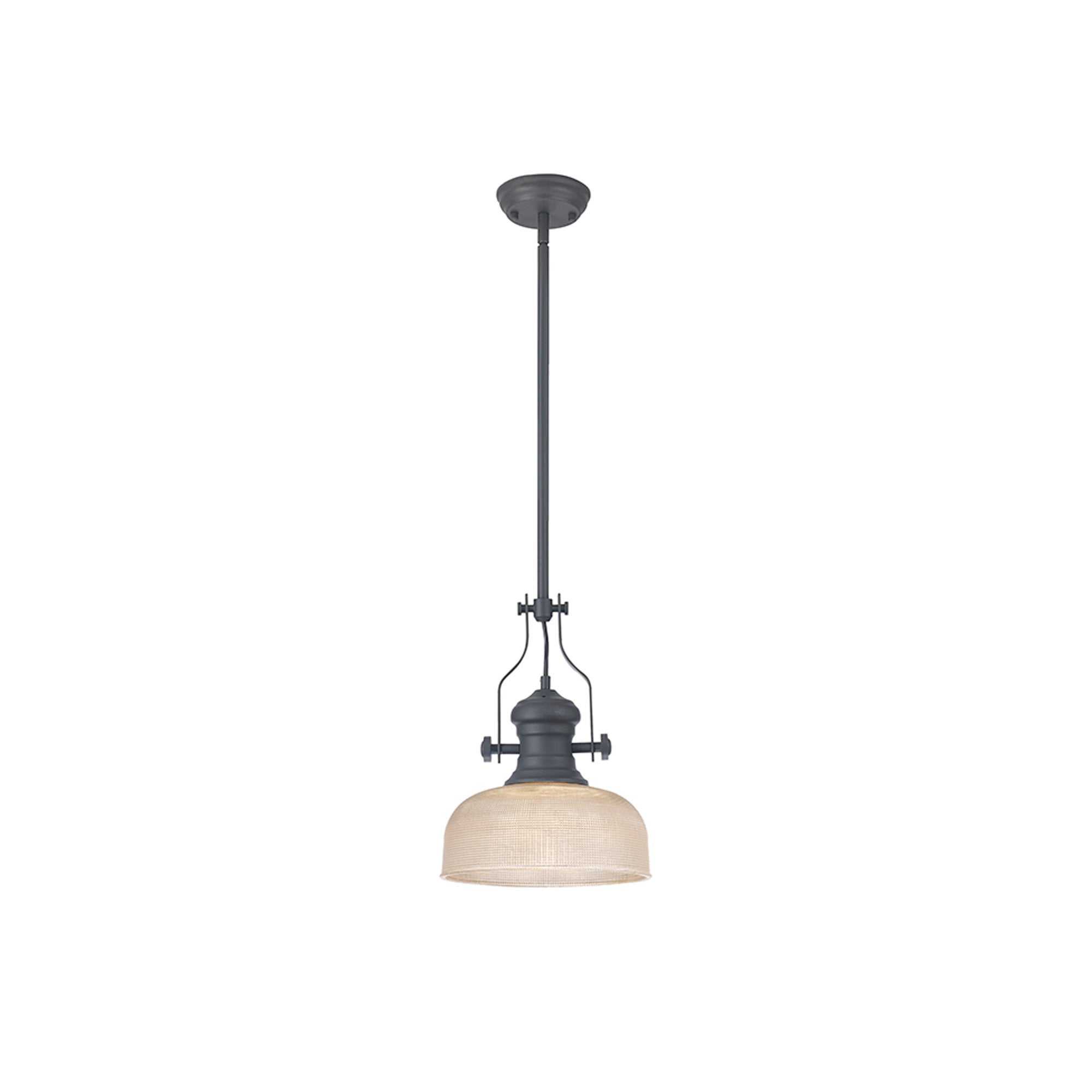 Fabula Epping Single Pendant - 26.5cm Prismatic Glass Shade - Graphite & Clear Glass