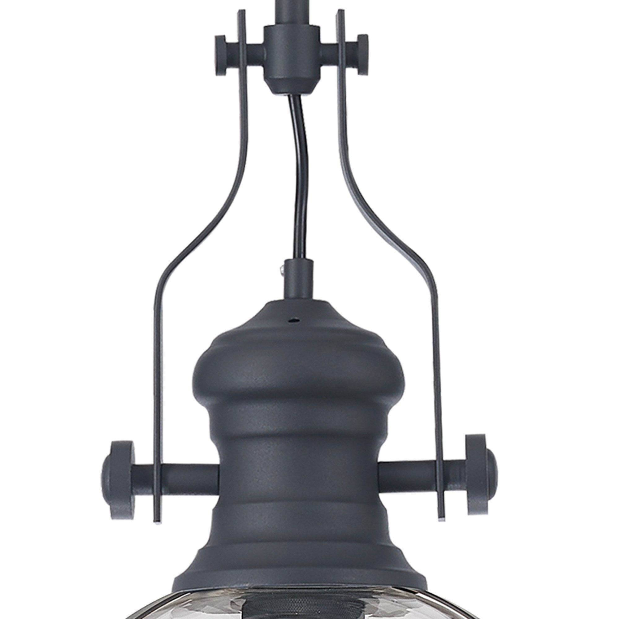 Fabula Epping Single Pendant - 30cm Round Glass Shade - Graphite & Clear Glass
