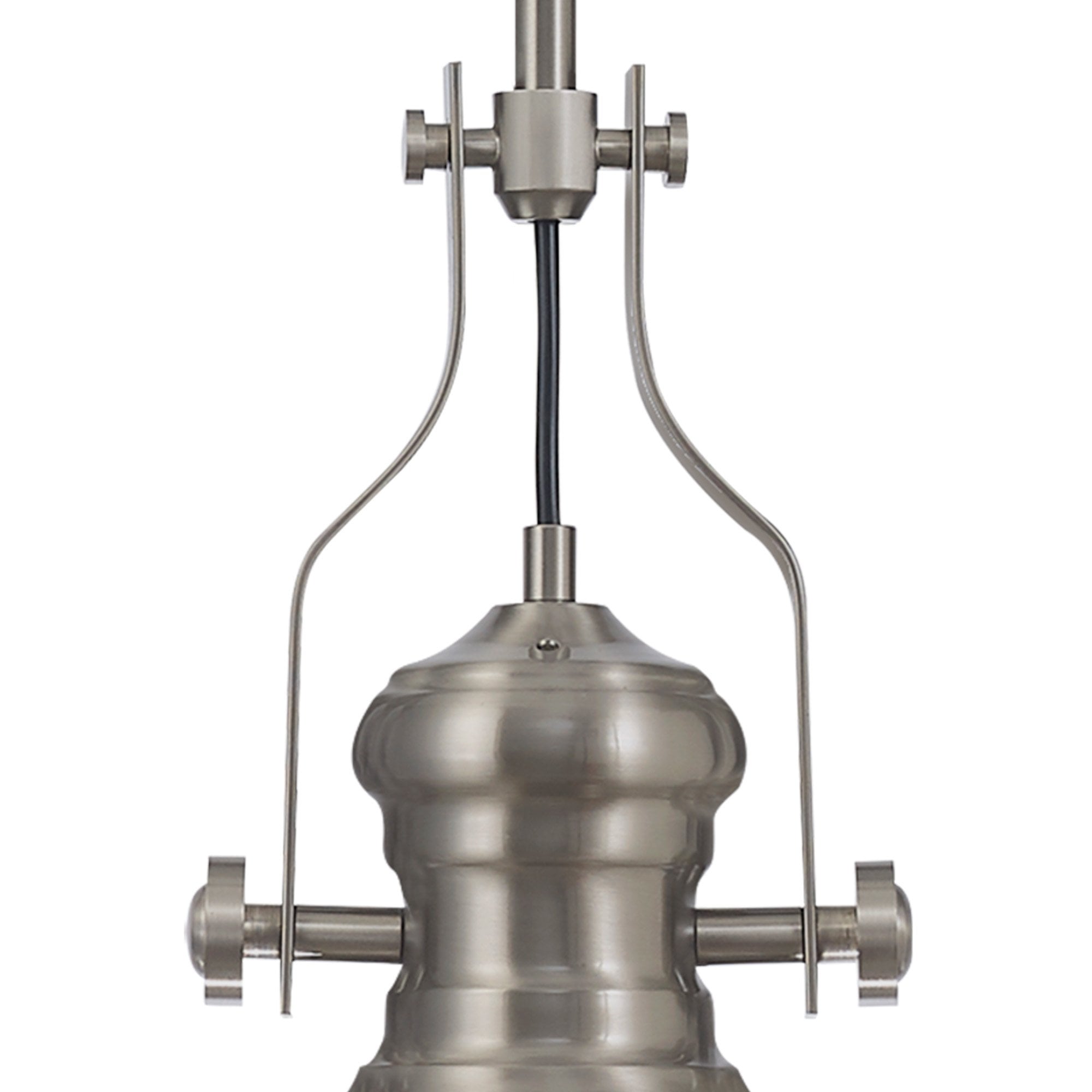 Fabula Epping Single Pendant - 30cm Round Glass Shade - Satin Nickel & Clear Glass