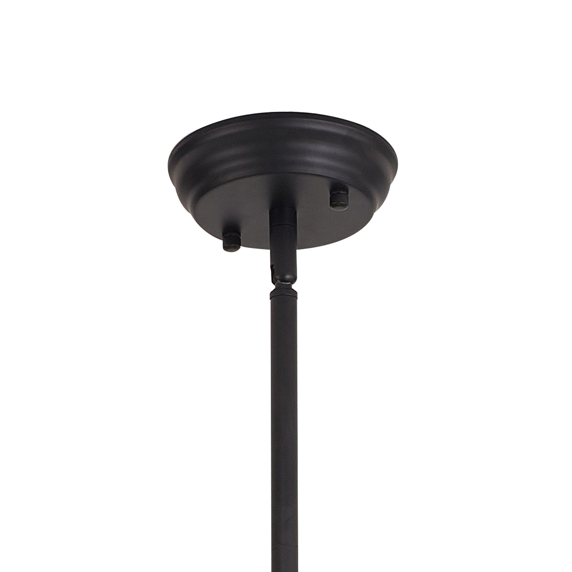 Fabula Epping Single Pendant - Round Champfered Glass Shade - Matt Black & Smoked Glass
