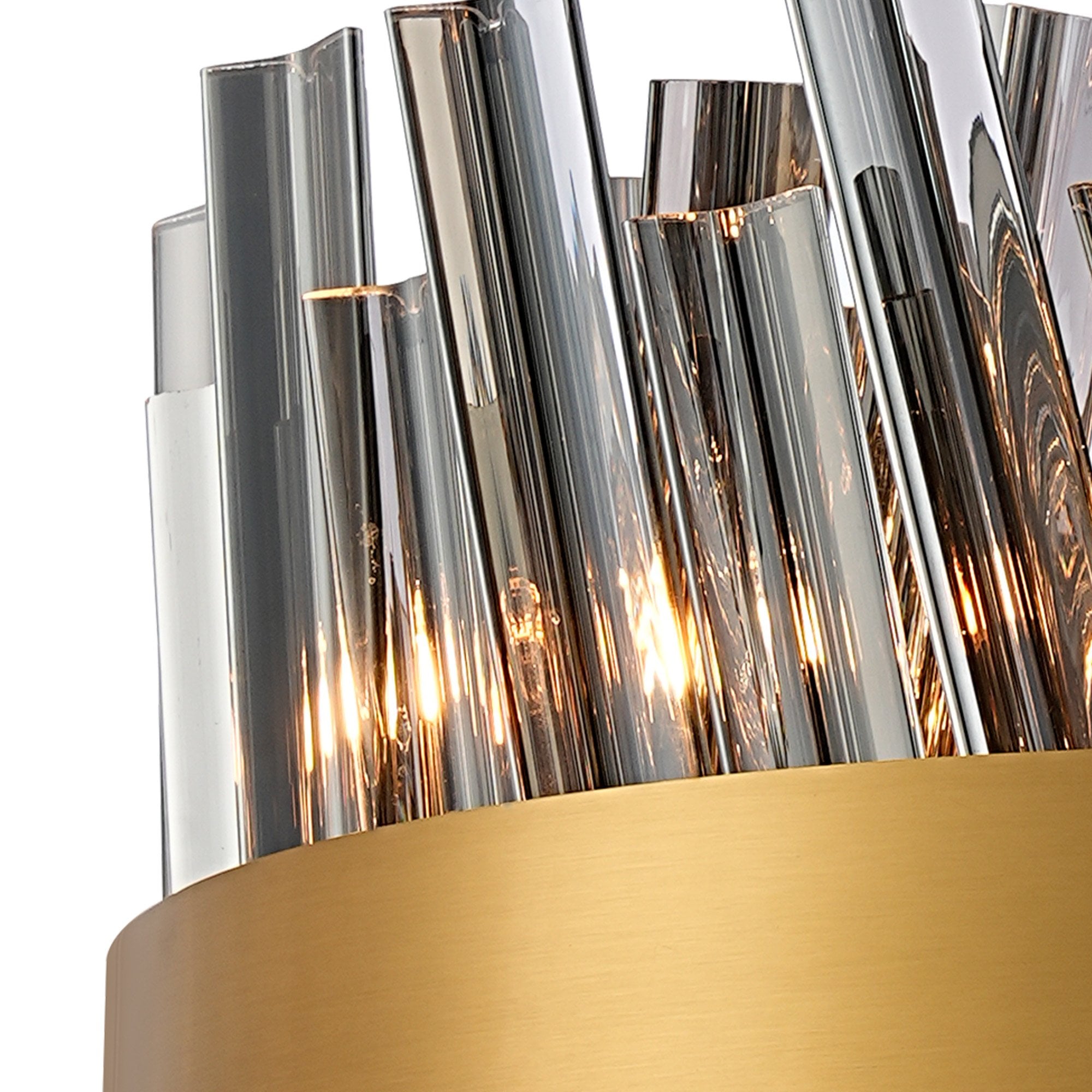 Fabula Farnley 10 Light Round Pendant - Brass & Smoked Glass