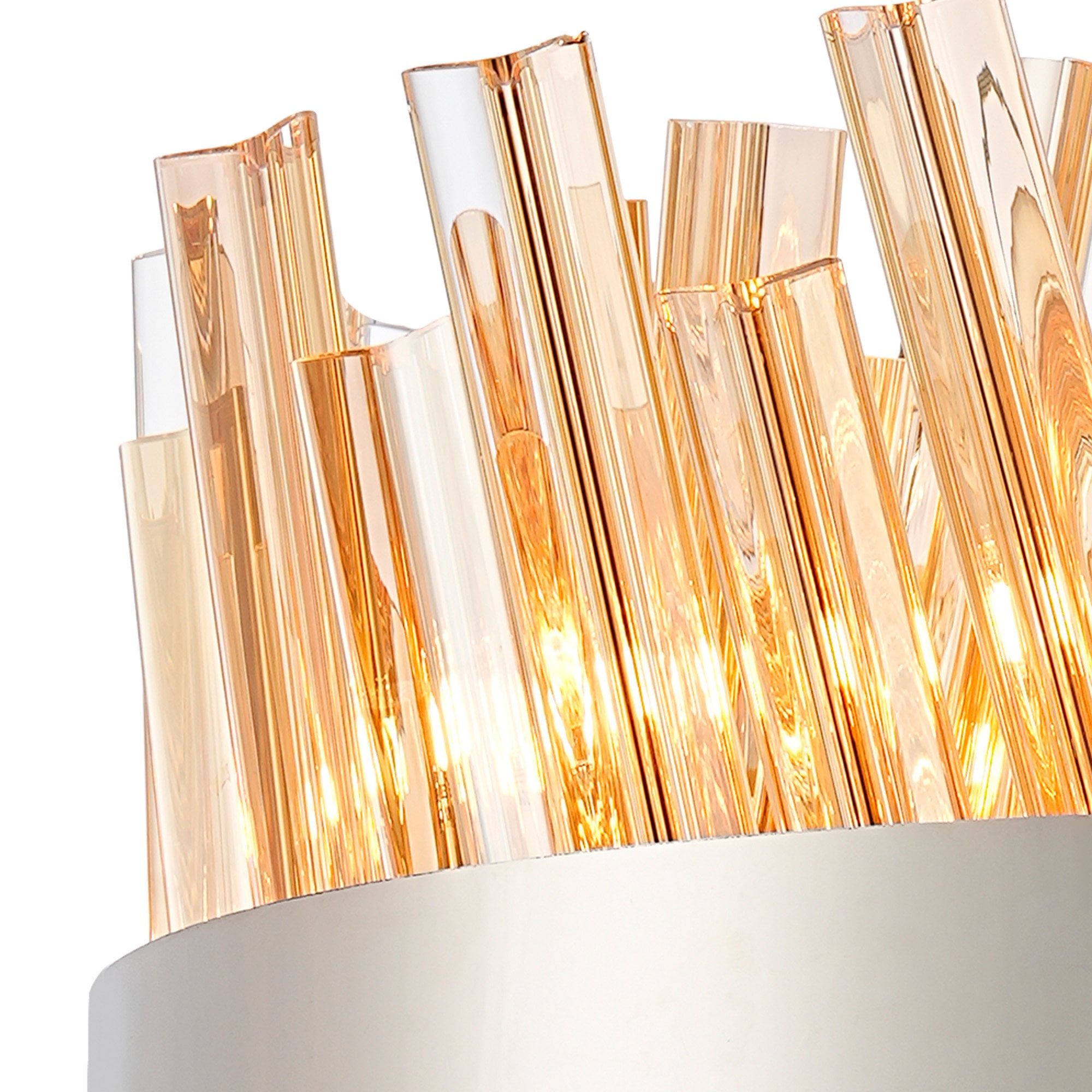 Fabula Farnley 10 Light Round Pendant - Polished Nickel & Amber Glass