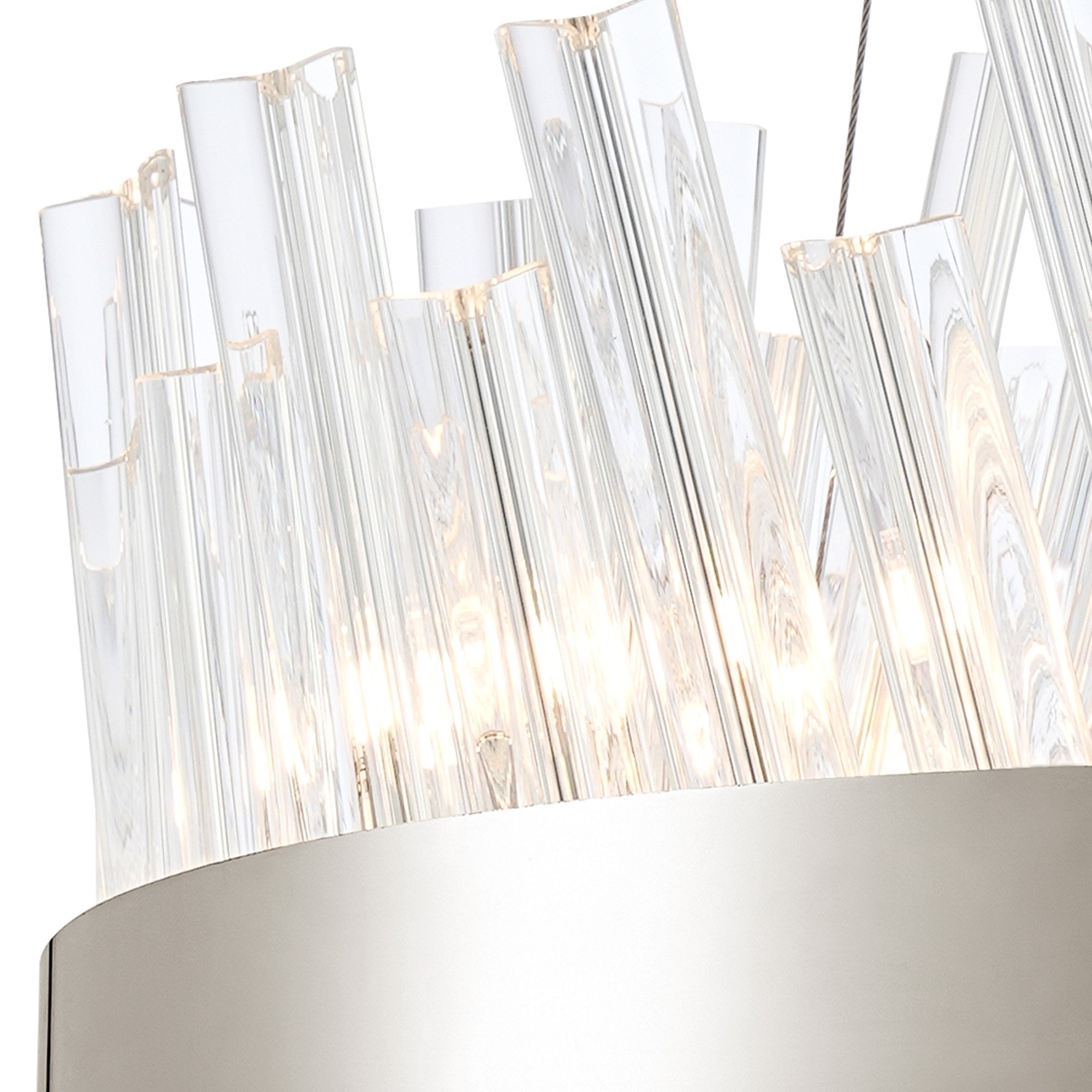 Fabula Farnley 10 Light Round Pendant - Polished Nickel & Clear Glass