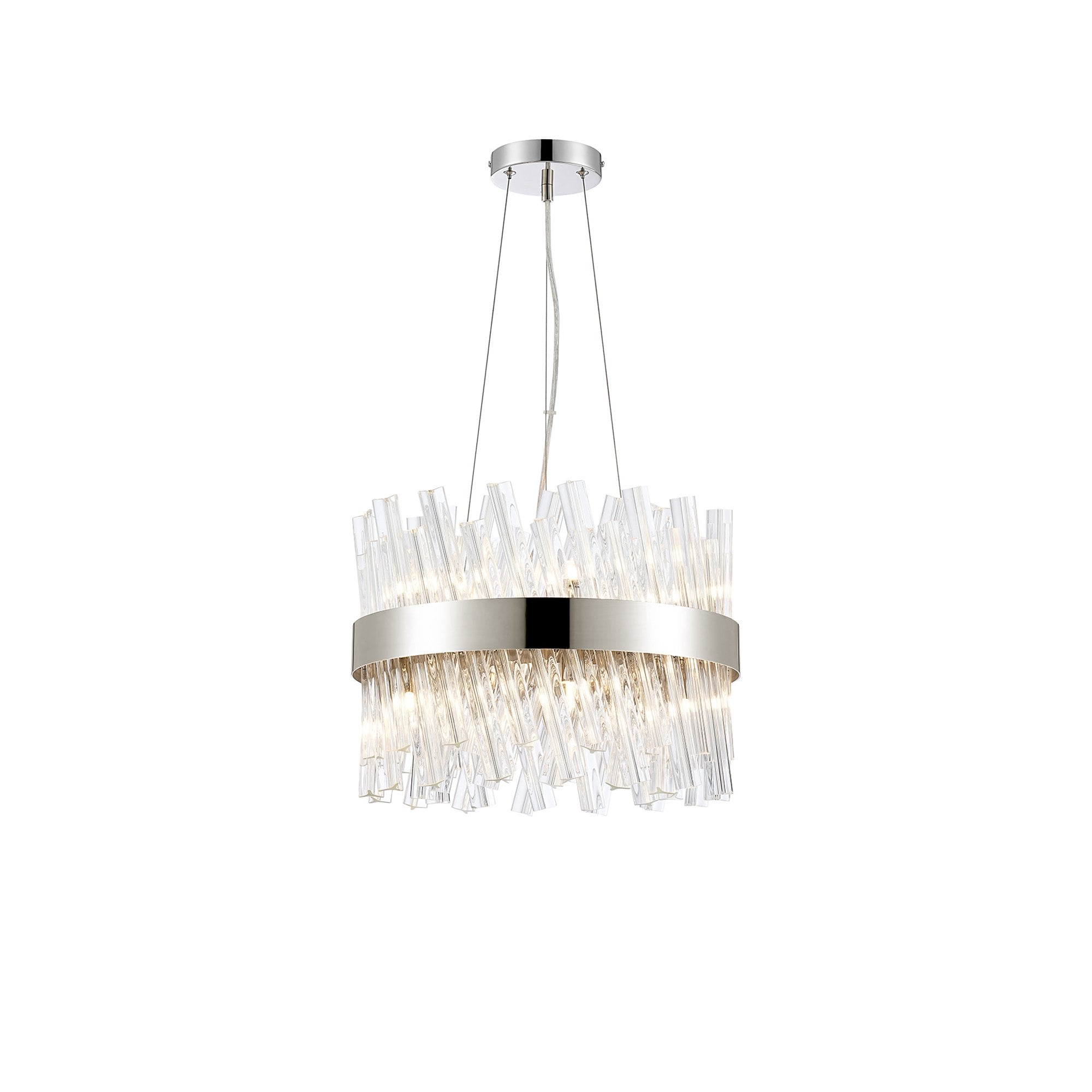Fabula Farnley 10 Light Round Pendant - Polished Nickel & Clear Glass