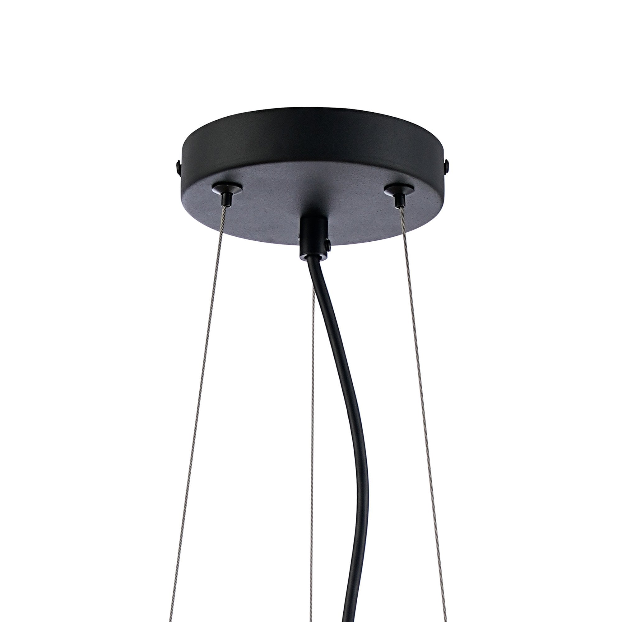 Fabula Farnley 10 Light Round Pendant - Satin Black & Amber Glass