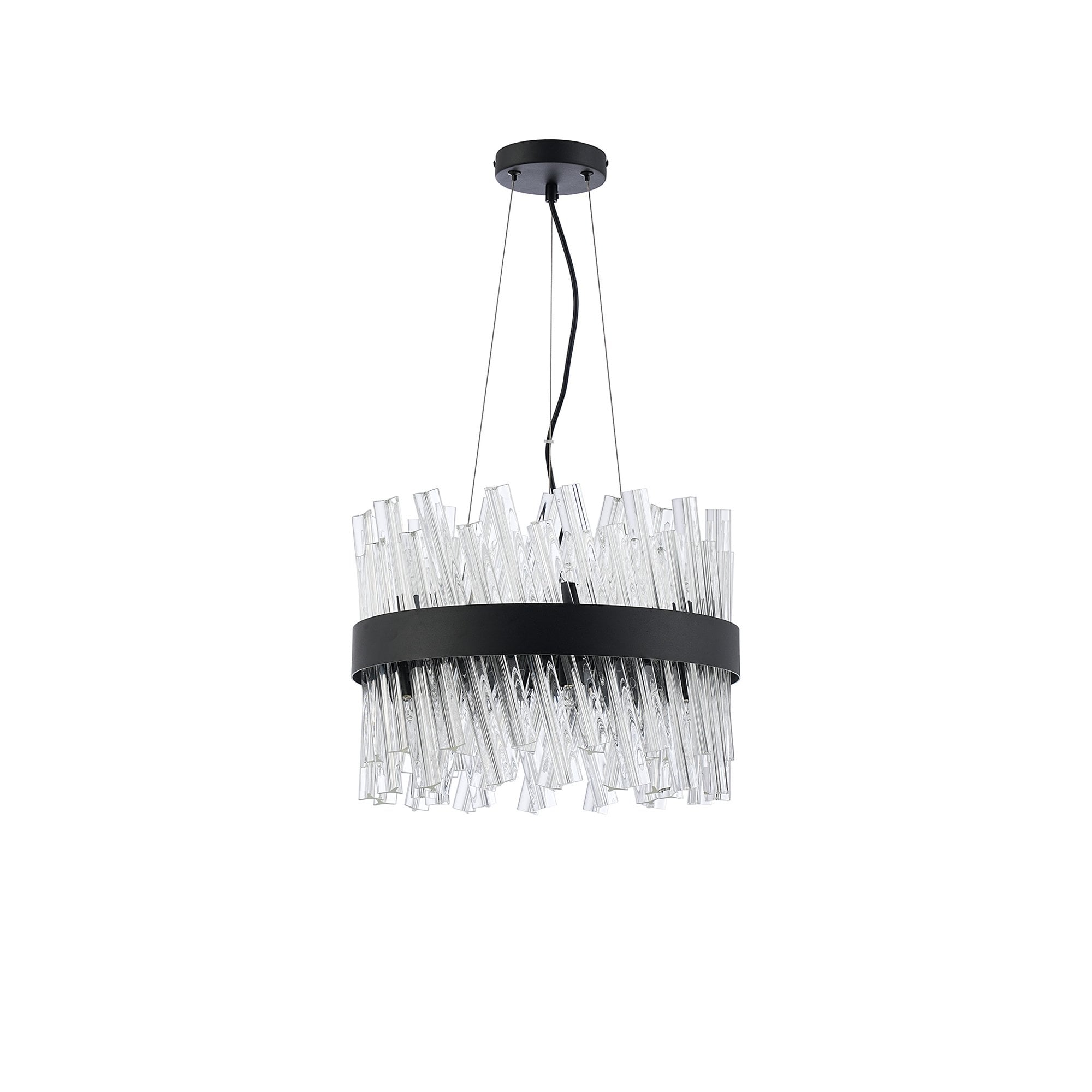 Fabula Farnley 10 Light Round Pendant - Satin Black & Clear Glass