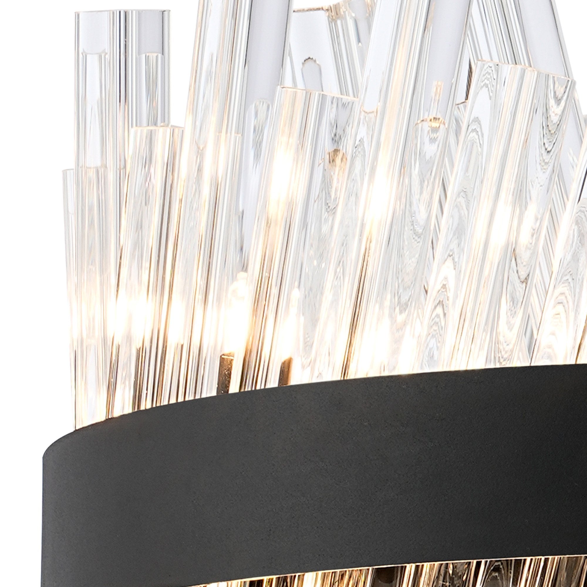 Fabula Farnley 10 Light Round Pendant - Satin Black & Clear Glass