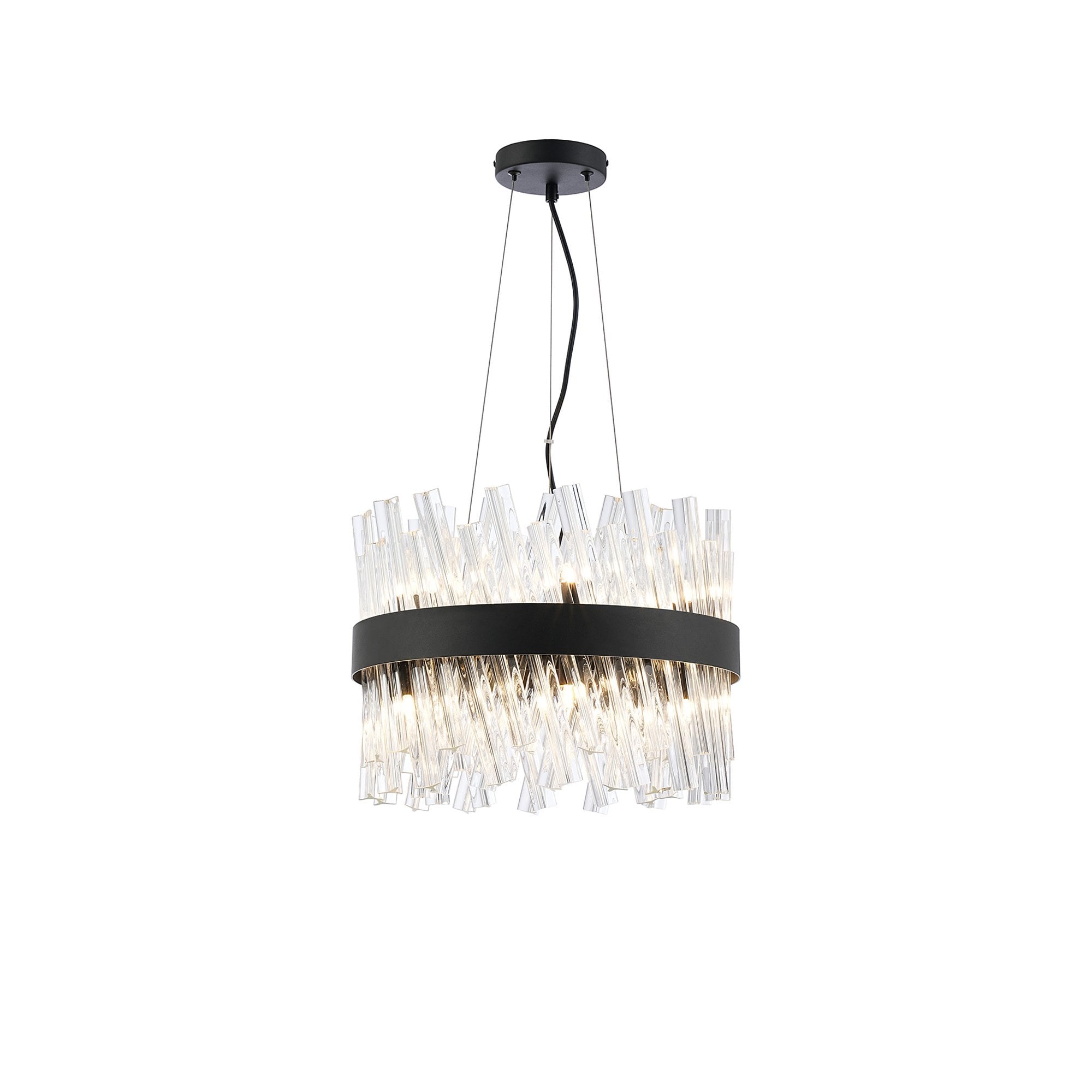 Fabula Farnley 10 Light Round Pendant - Satin Black & Clear Glass