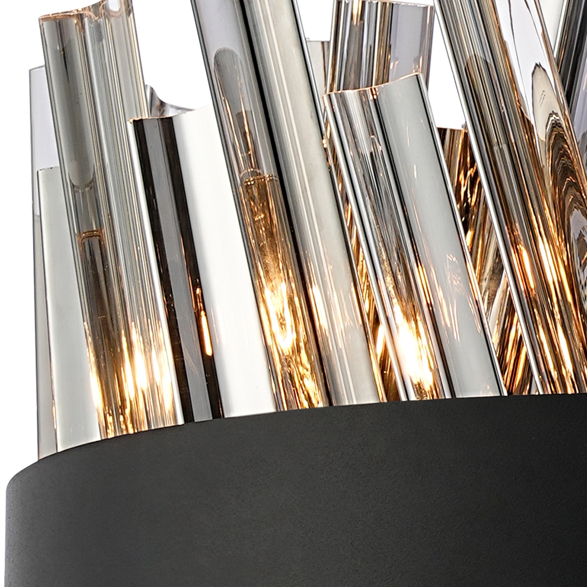 Fabula Farnley 10 Light Round Pendant - Satin Black & Smoked Glass