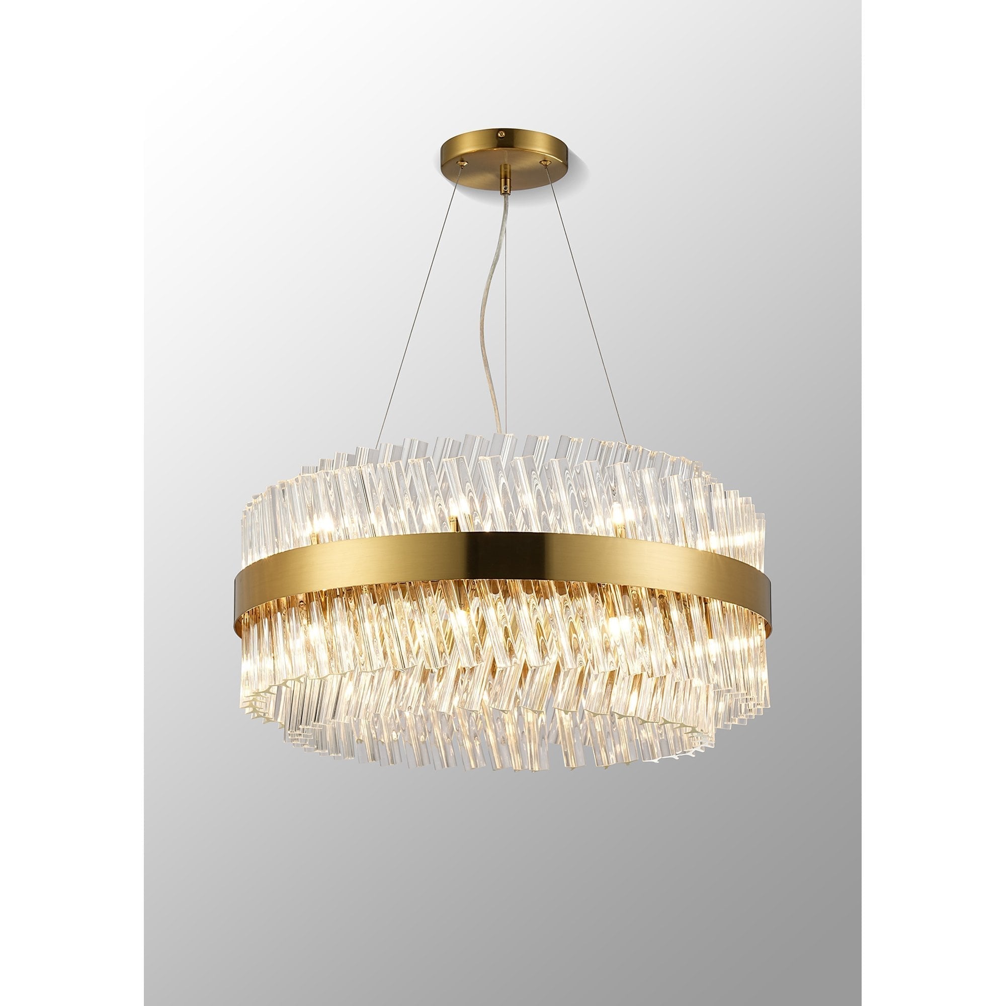 Fabula Farnley 18 Light Round Pendant - Brass & Clear Glass