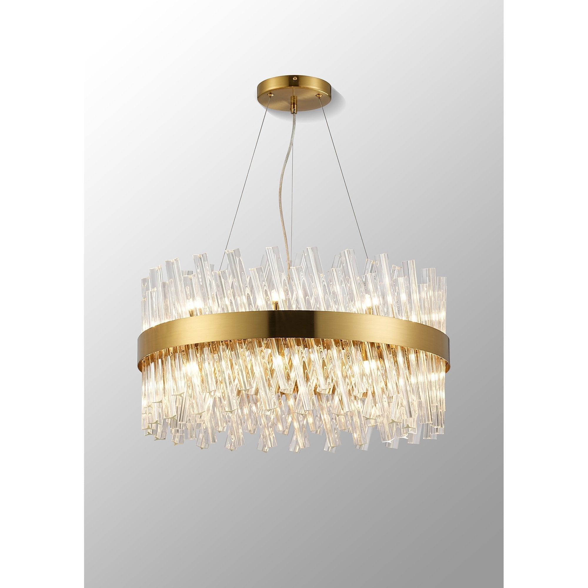 Fabula Farnley 18 Light Round Pendant - Brass & Clear Glass
