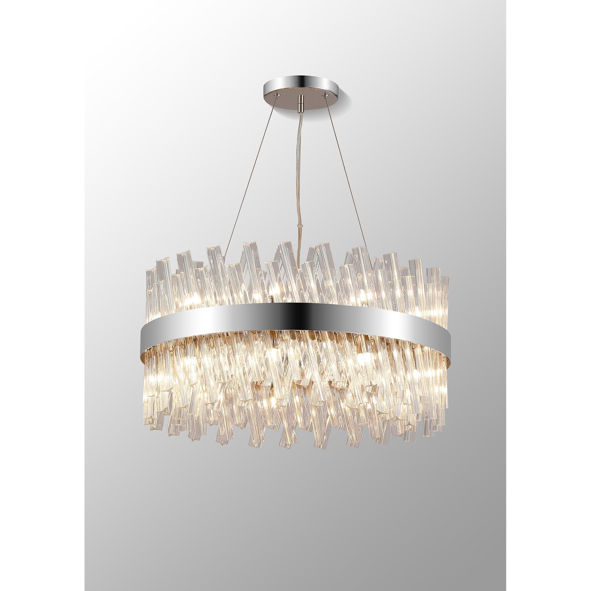 Fabula Farnley 18 Light Round Pendant - Polished Nickel & Clear Glass