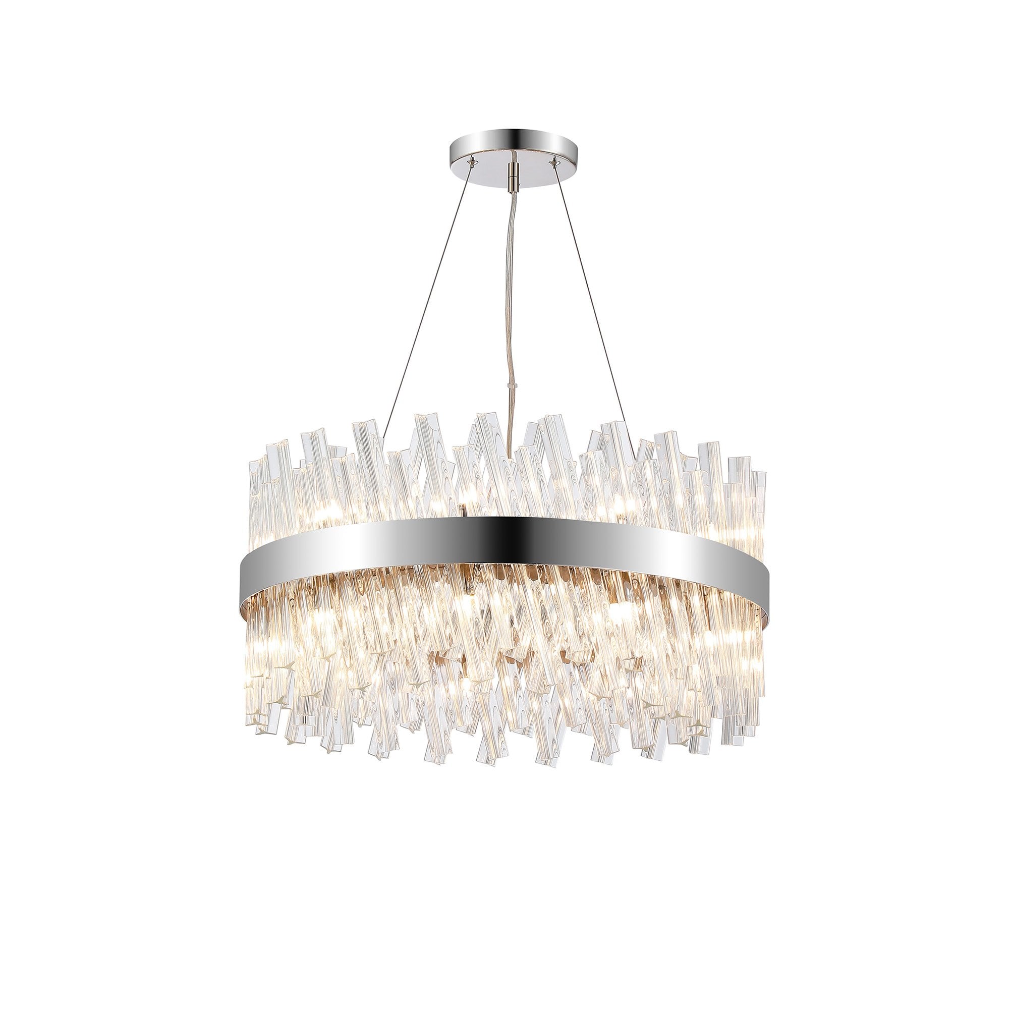 Fabula Farnley 18 Light Round Pendant - Polished Nickel & Clear Glass