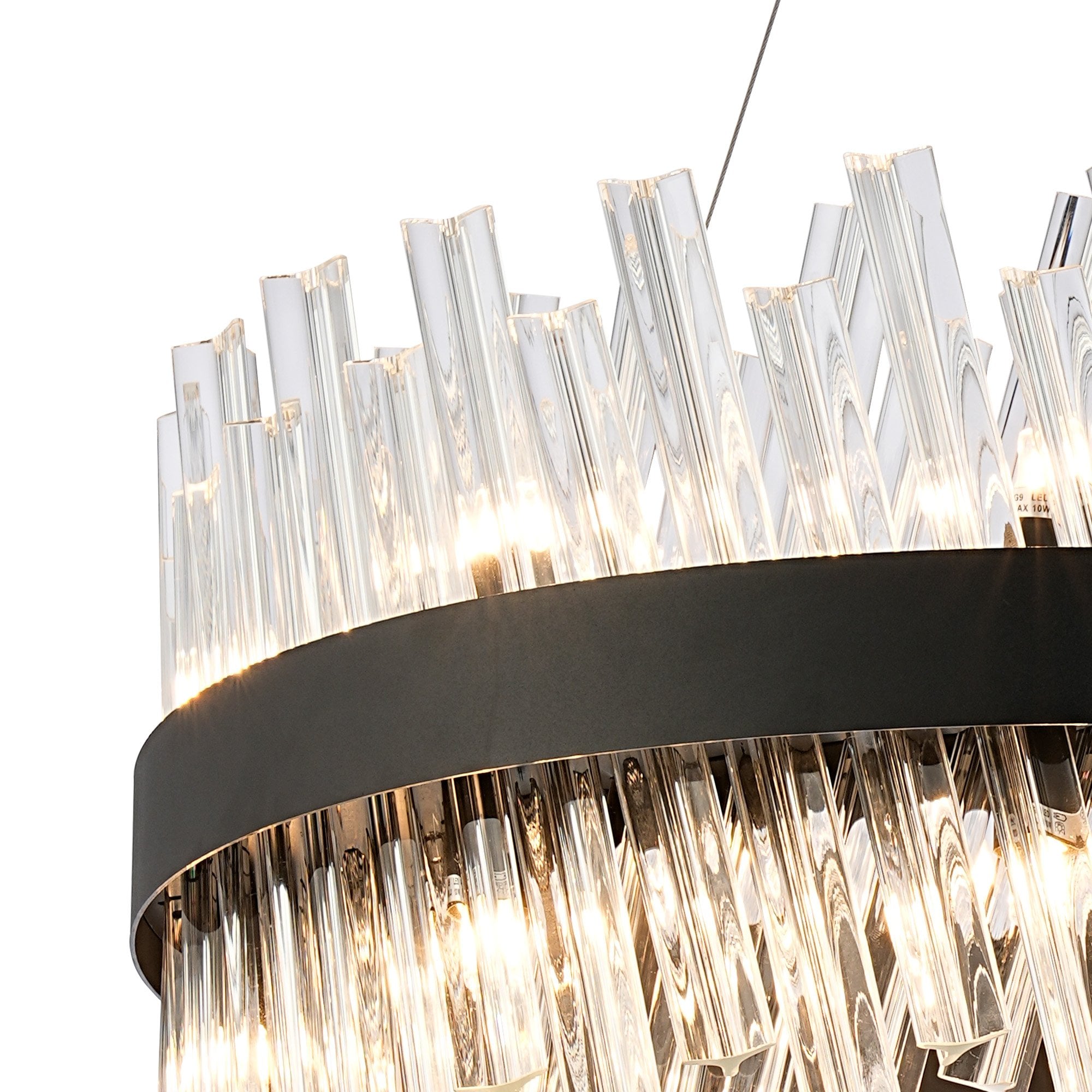 Fabula Farnley 18 Light Round Pendant - Satin Black & Clear Glass