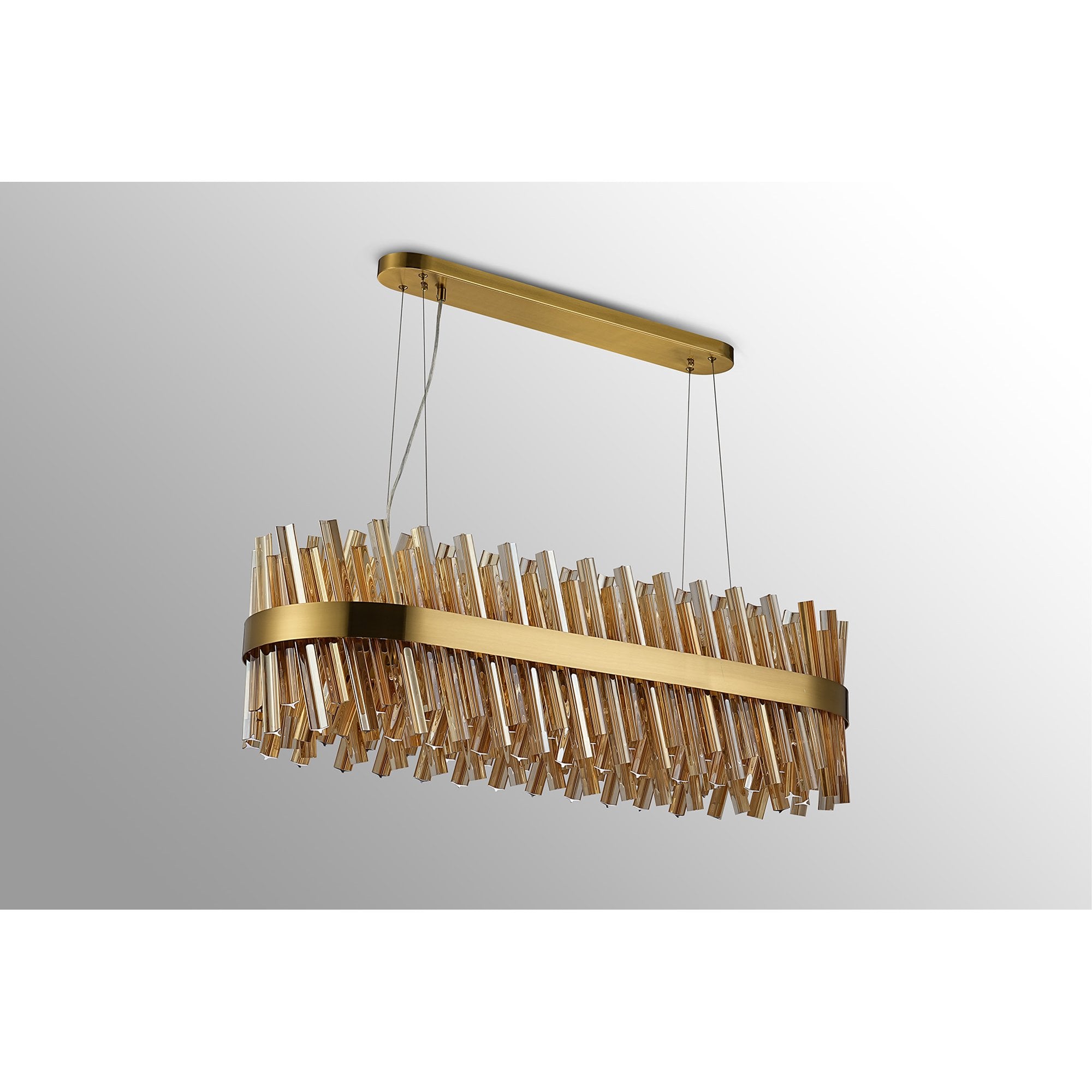 Fabula Farnley 24 Light Oblong Pendant - Brass & Amber Glass