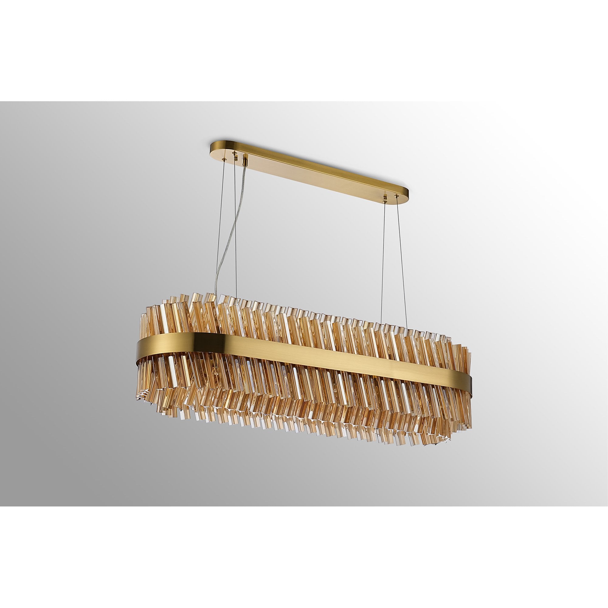 Fabula Farnley 24 Light Oblong Pendant - Brass & Amber Glass