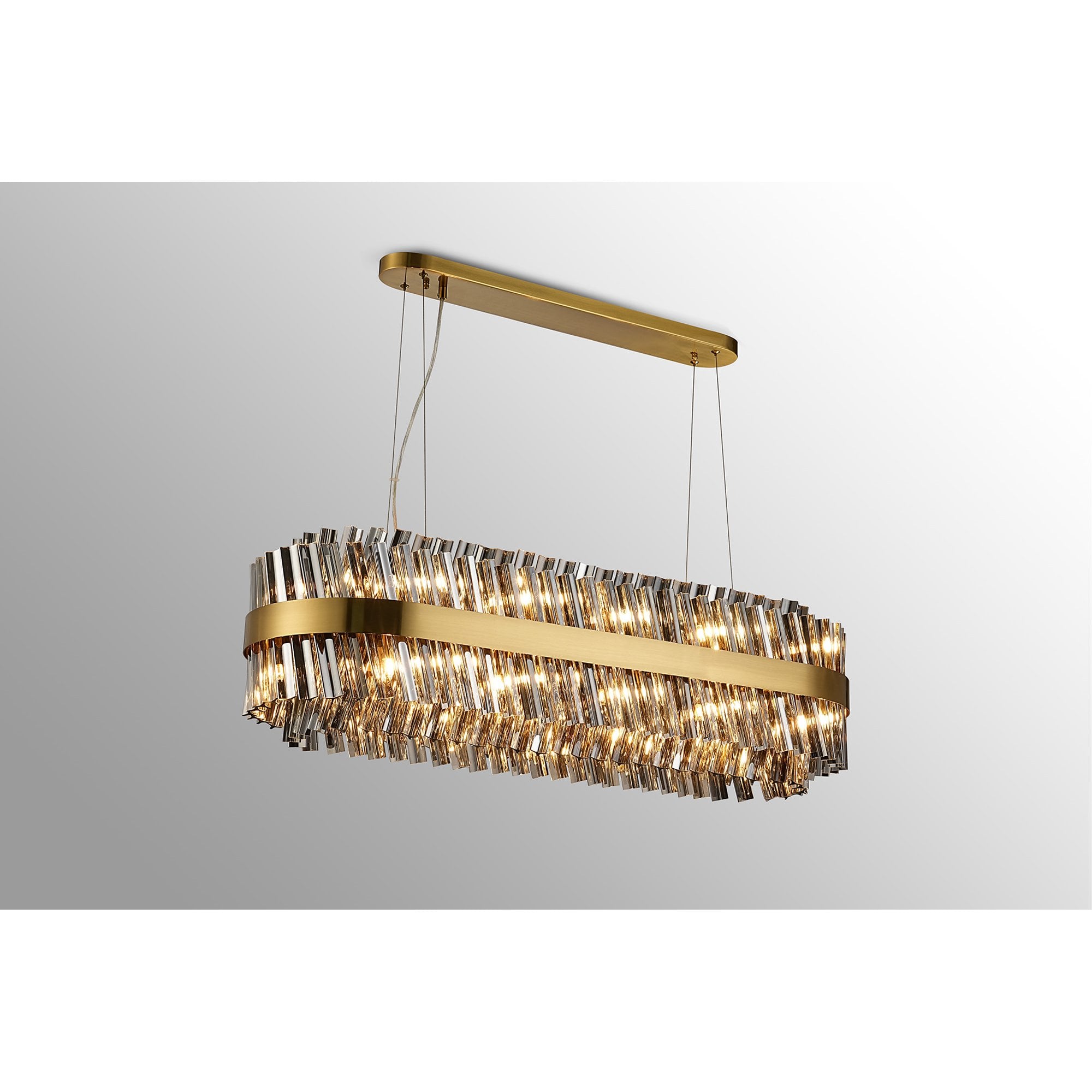 Fabula Farnley 24 Light Oblong Pendant - Brass & Smoked Glass