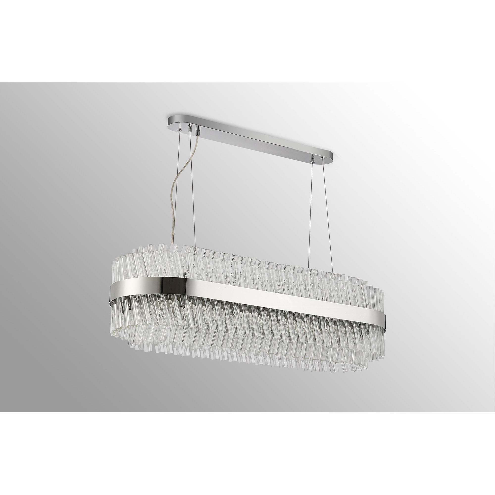 Fabula Farnley 24 Light Oblong Pendant - Polished Nickel & Clear Glass