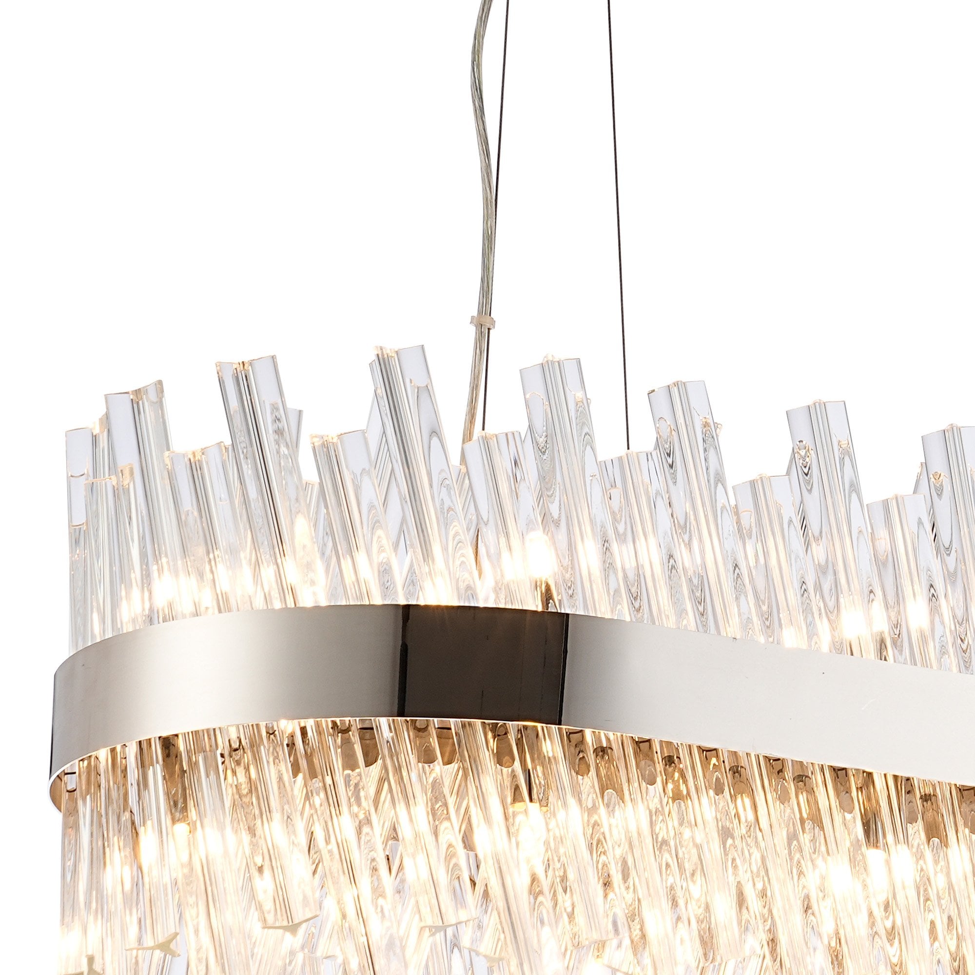 Fabula Farnley 24 Light Oblong Pendant - Polished Nickel & Clear Glass