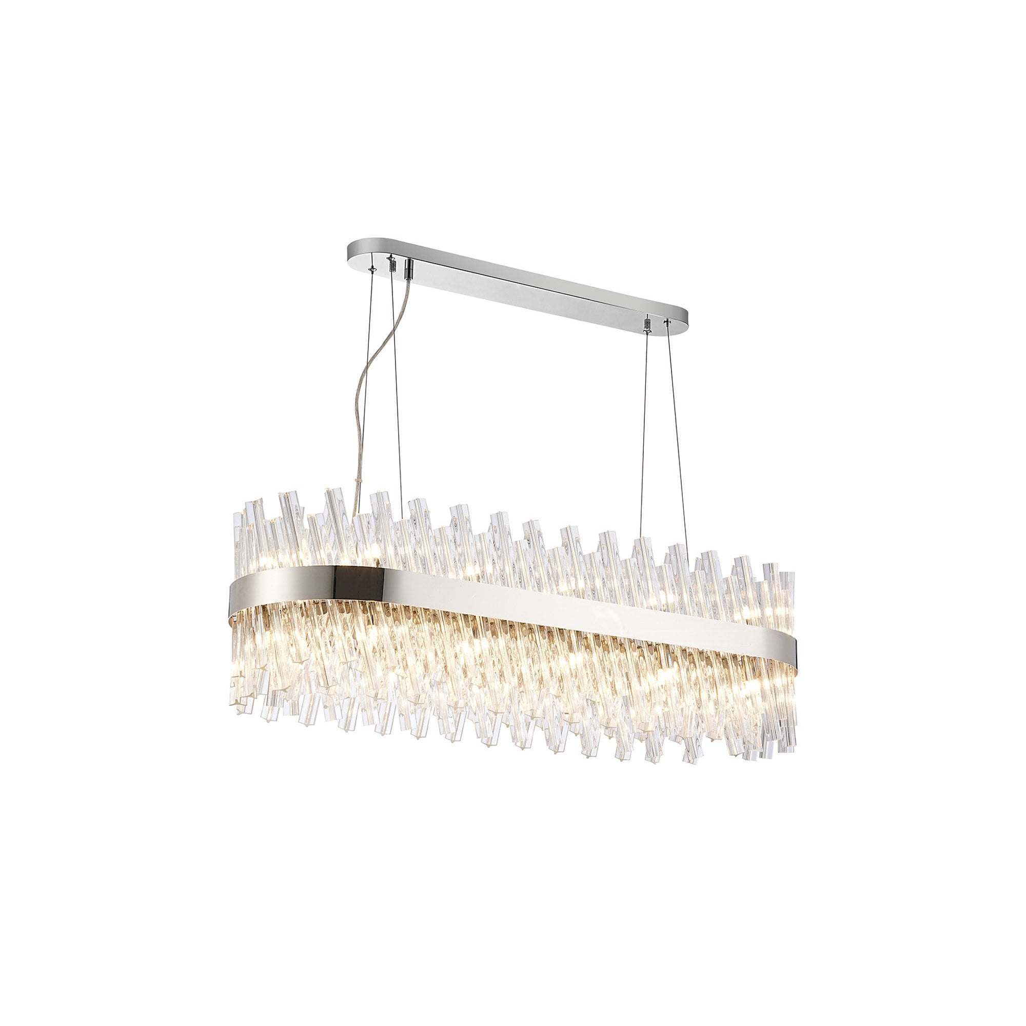 Fabula Farnley 24 Light Oblong Pendant - Polished Nickel & Clear Glass