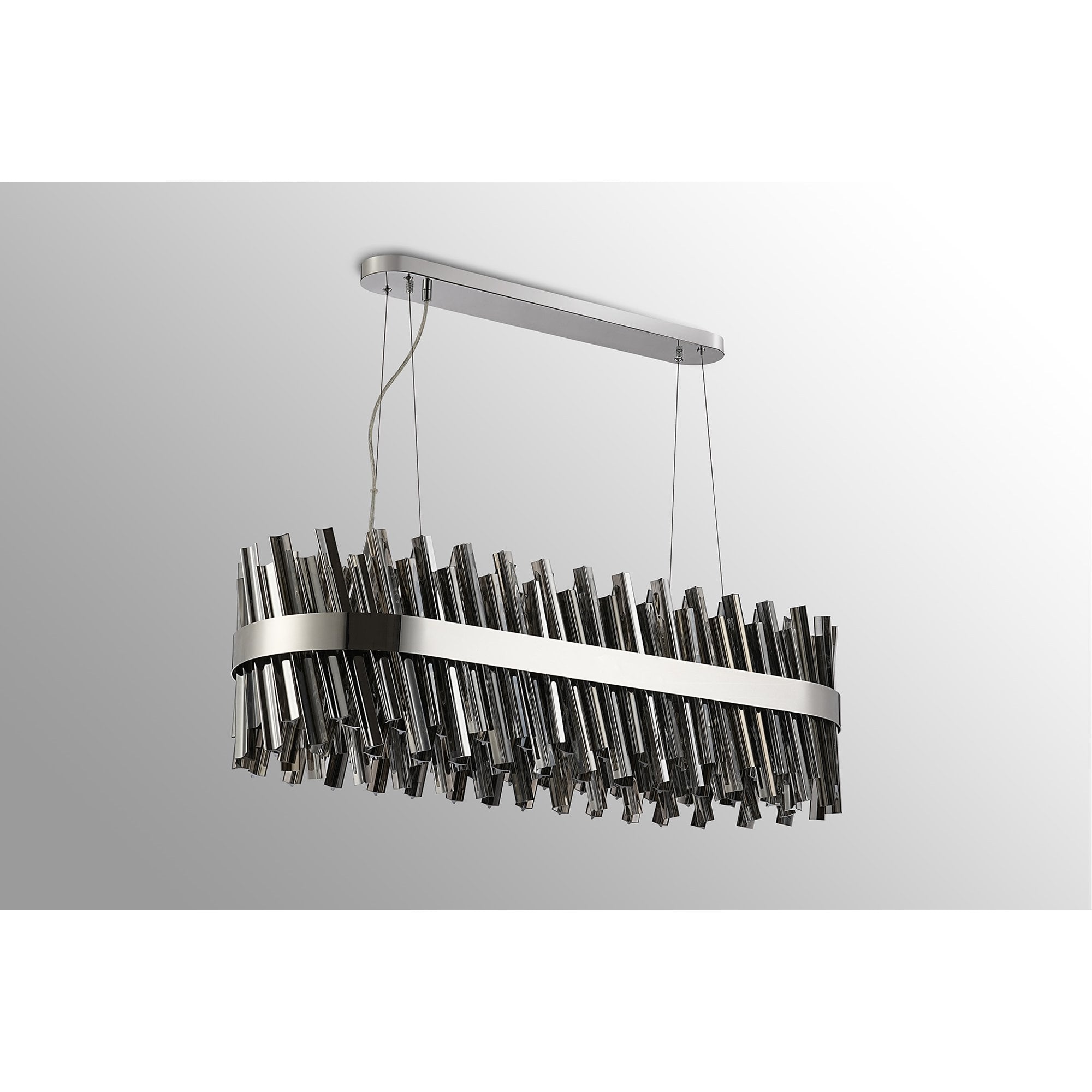 Fabula Farnley 24 Light Oblong Pendant - Polished Nickel & Smoked Glass