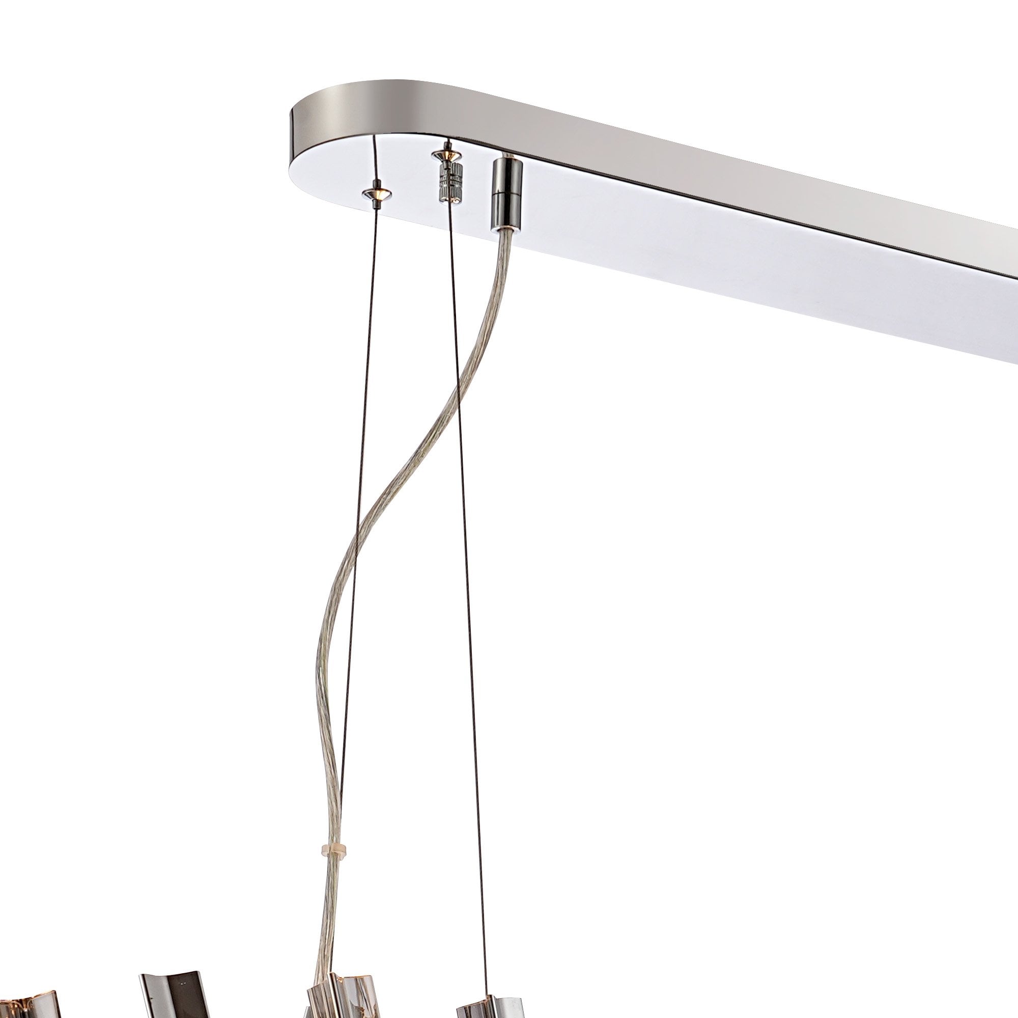Fabula Farnley 24 Light Oblong Pendant - Polished Nickel & Smoked Glass